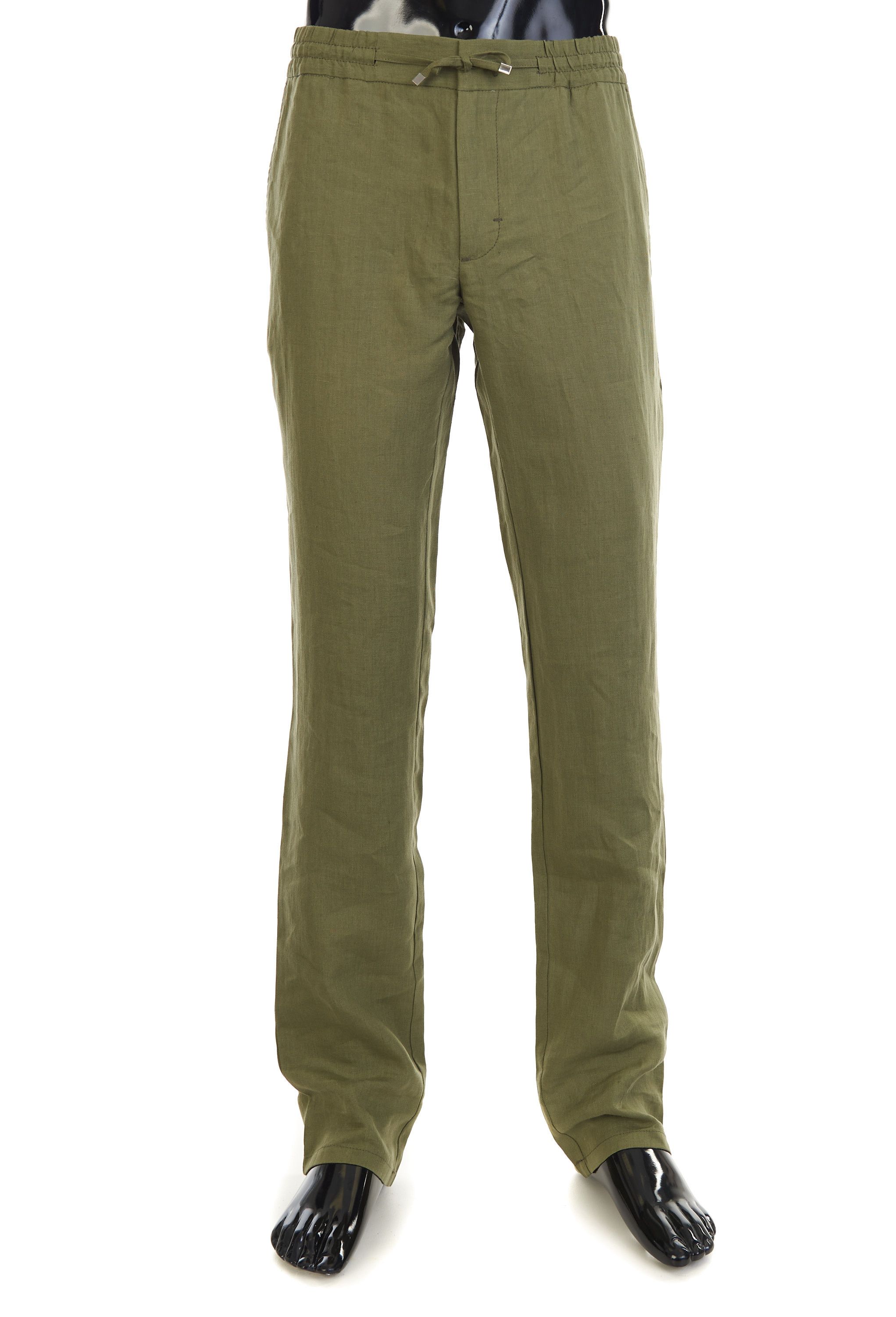 Zilli Thyme Green Casual Elastic Drawstring Linen Pants Size US 30 / EU 46 - 1 Thumbnail