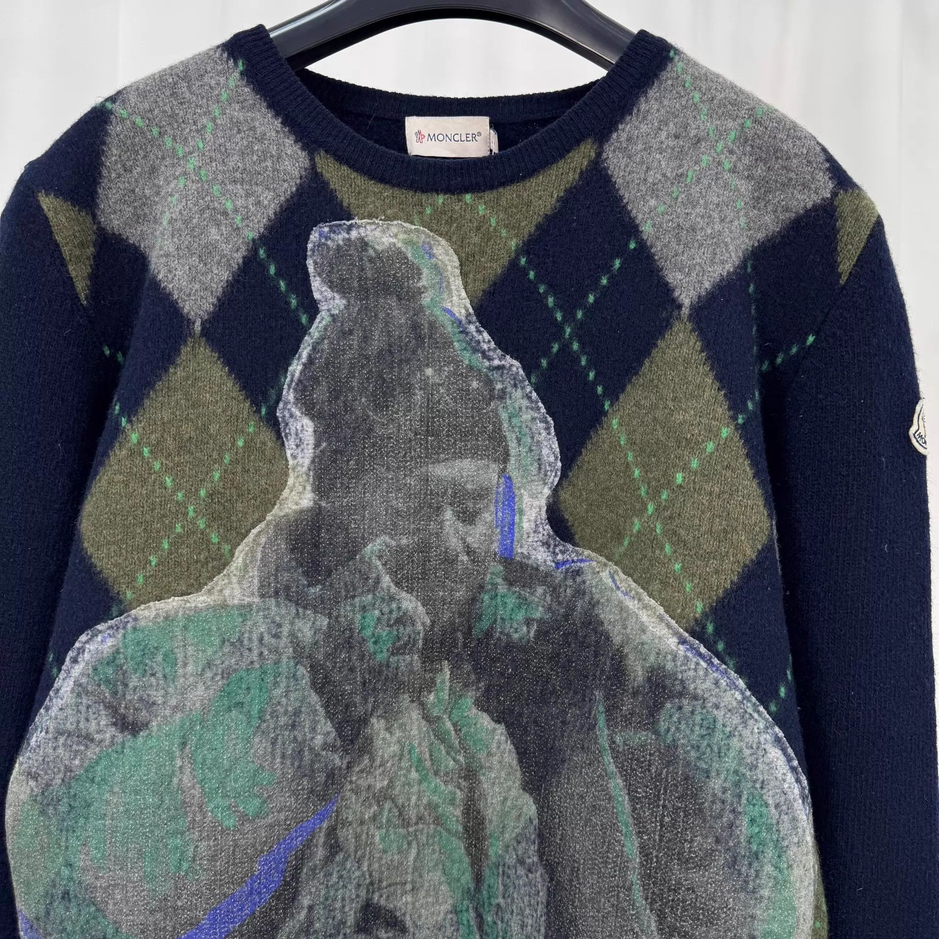 Moncler Moncler Embroidered-Logo Diamond-Knit Sweater L 98New Size L / US 10 / IT 46 - 3 Thumbnail
