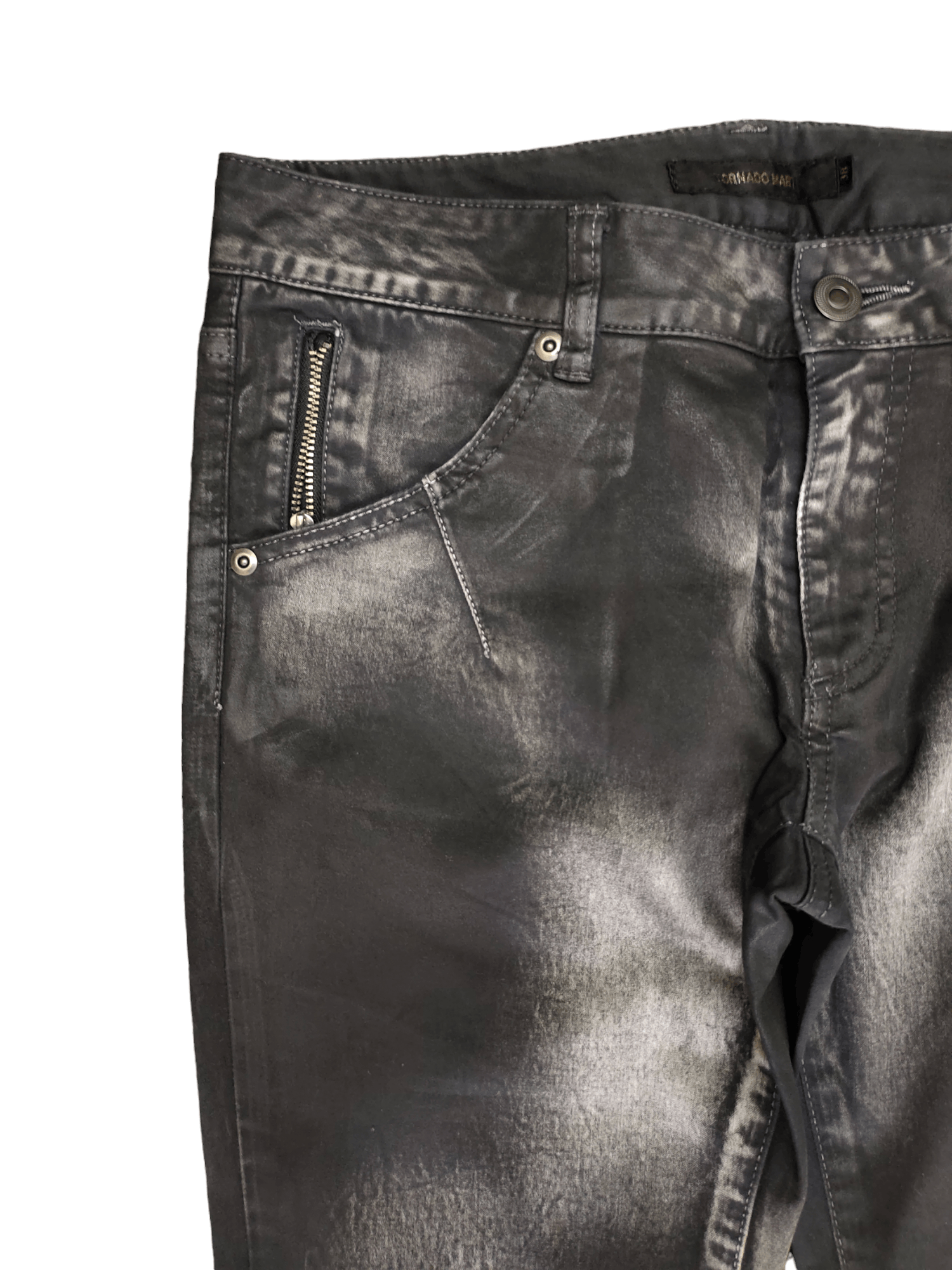Tornado Mart 1990s Tornado Mart Japan Black Waxed Skinny Denim Pants Size US 29 - 4 Thumbnail