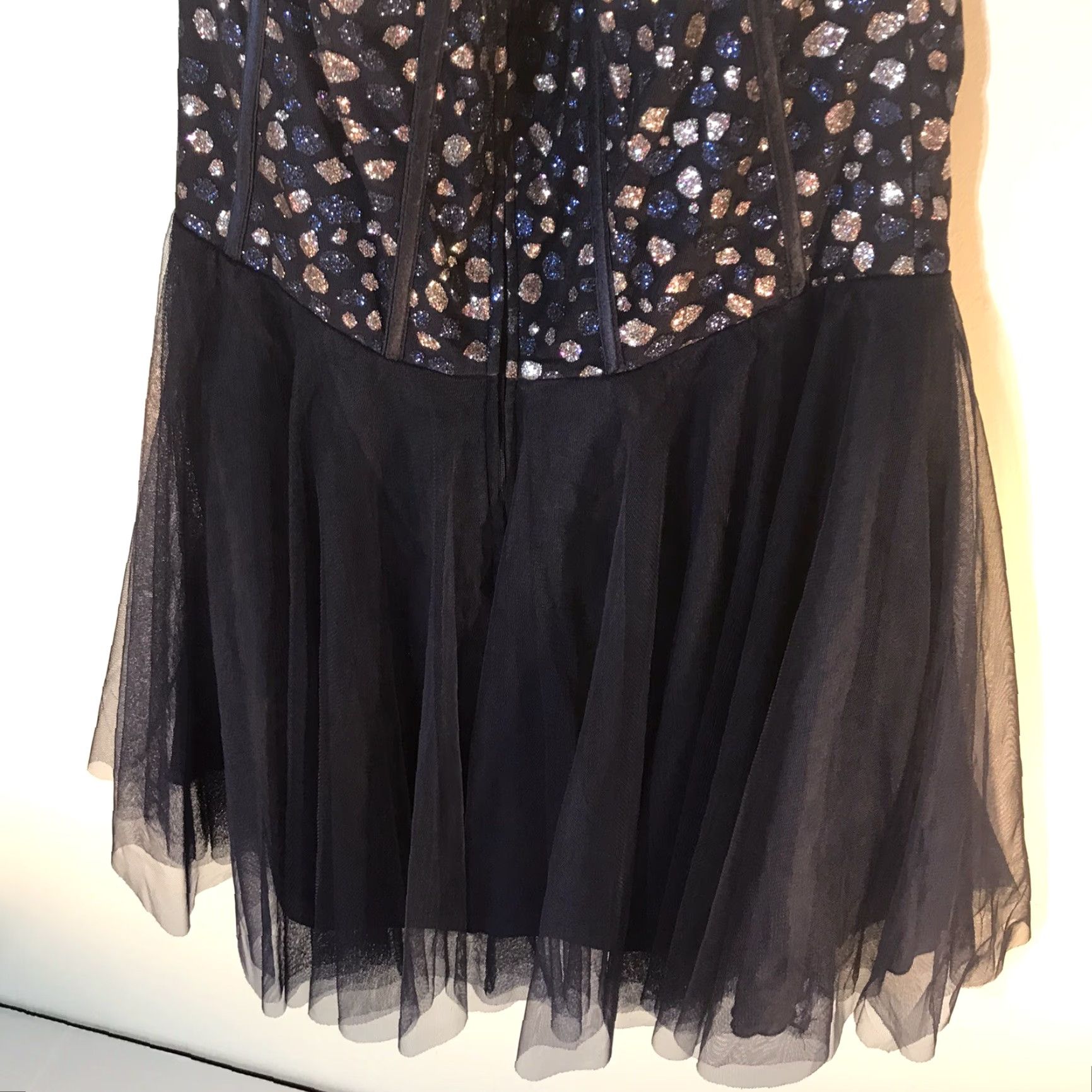 Vintage Teeze Me Formal Dress Womens Size 16 Blue Silver Strapless Glitter Tulle Fit & Flare Short Sleeve Size XXL / US 16-18 / IT 52-54 - 5 Thumbnail