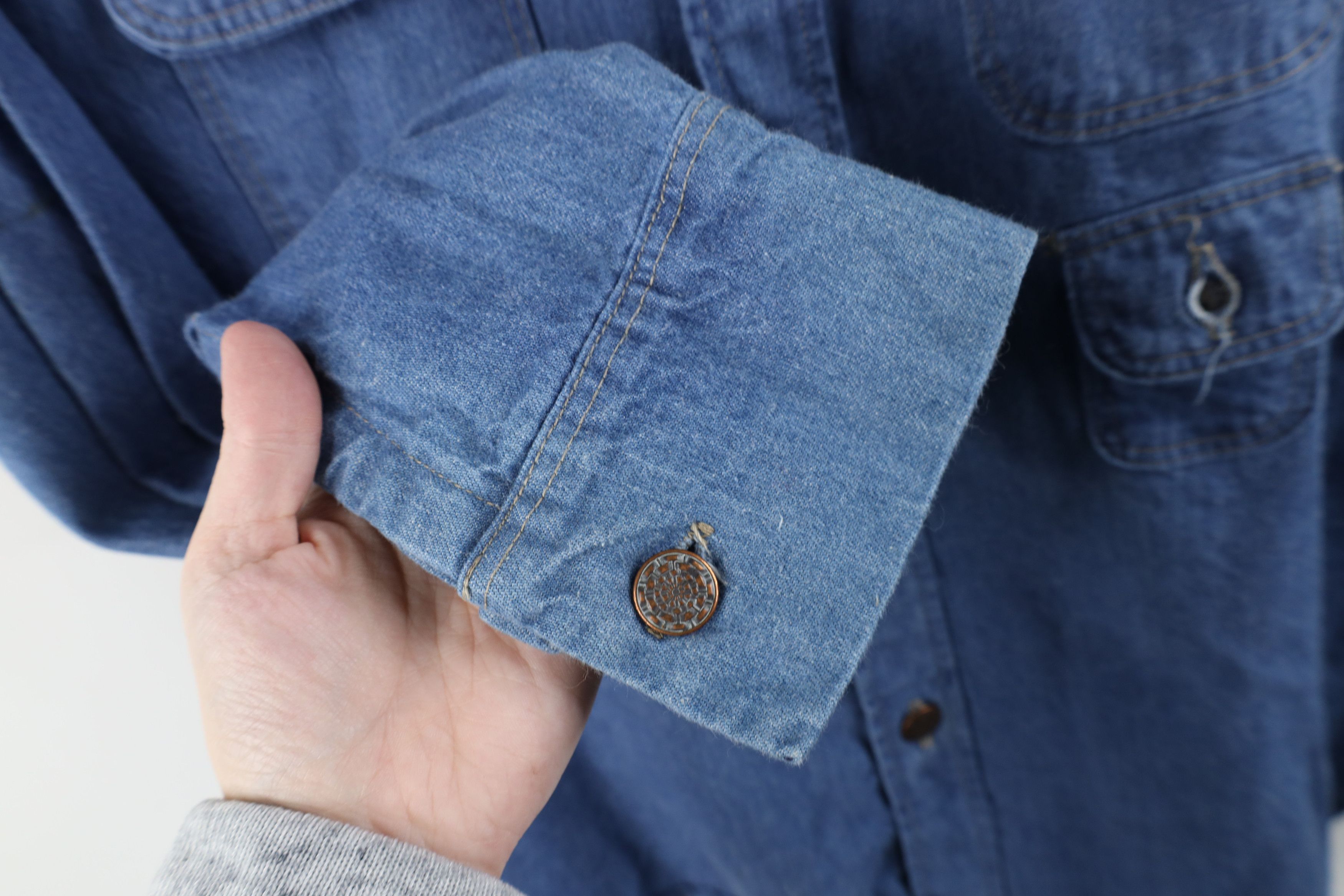 Gap × Vintage Vintage 70s The Gap Safari Bush Military Denim Button Shirt Size US M / EU 48-50 / 2 - 9 Thumbnail