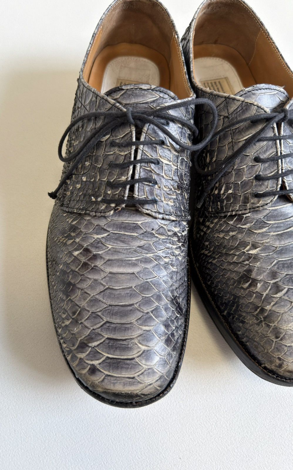 Maison Margiela Gray Snakeskin Lace Up Leather Shoes Size US 7 / IT 37 - 10 Thumbnail