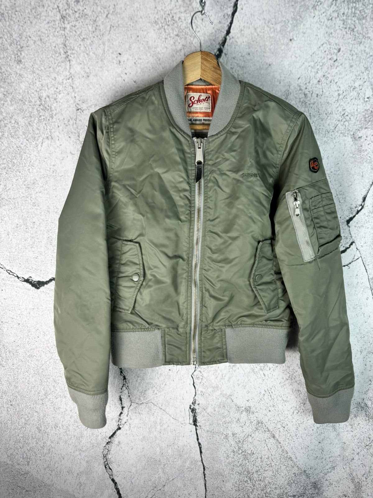 Vintage Schott Brown MA-1 Reversible Cropped Bomber Jacket