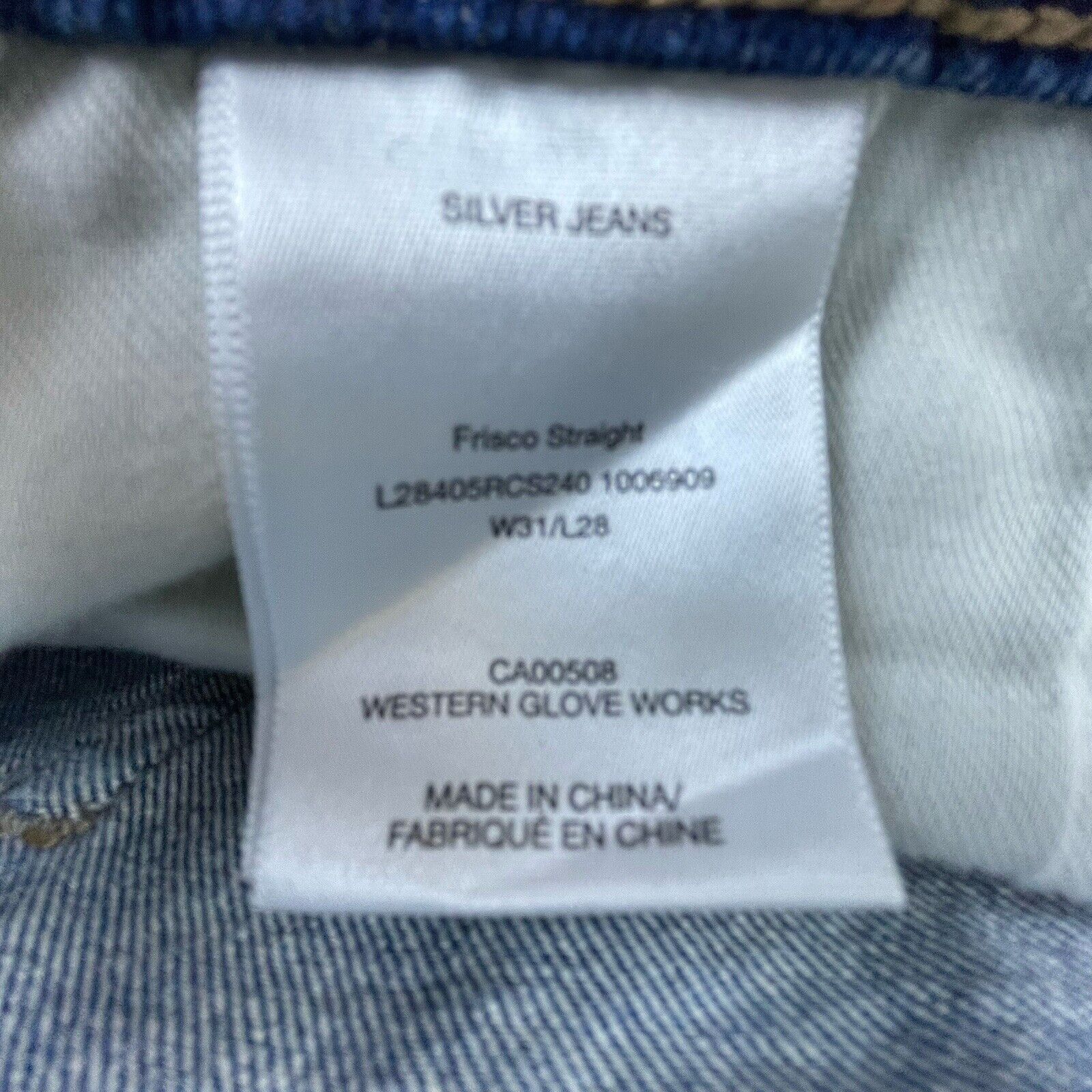 Silver Jeans Co. Silver Jeans Co Women 31 Frisco Straight Western Glove Works Size 31" - 9 Thumbnail