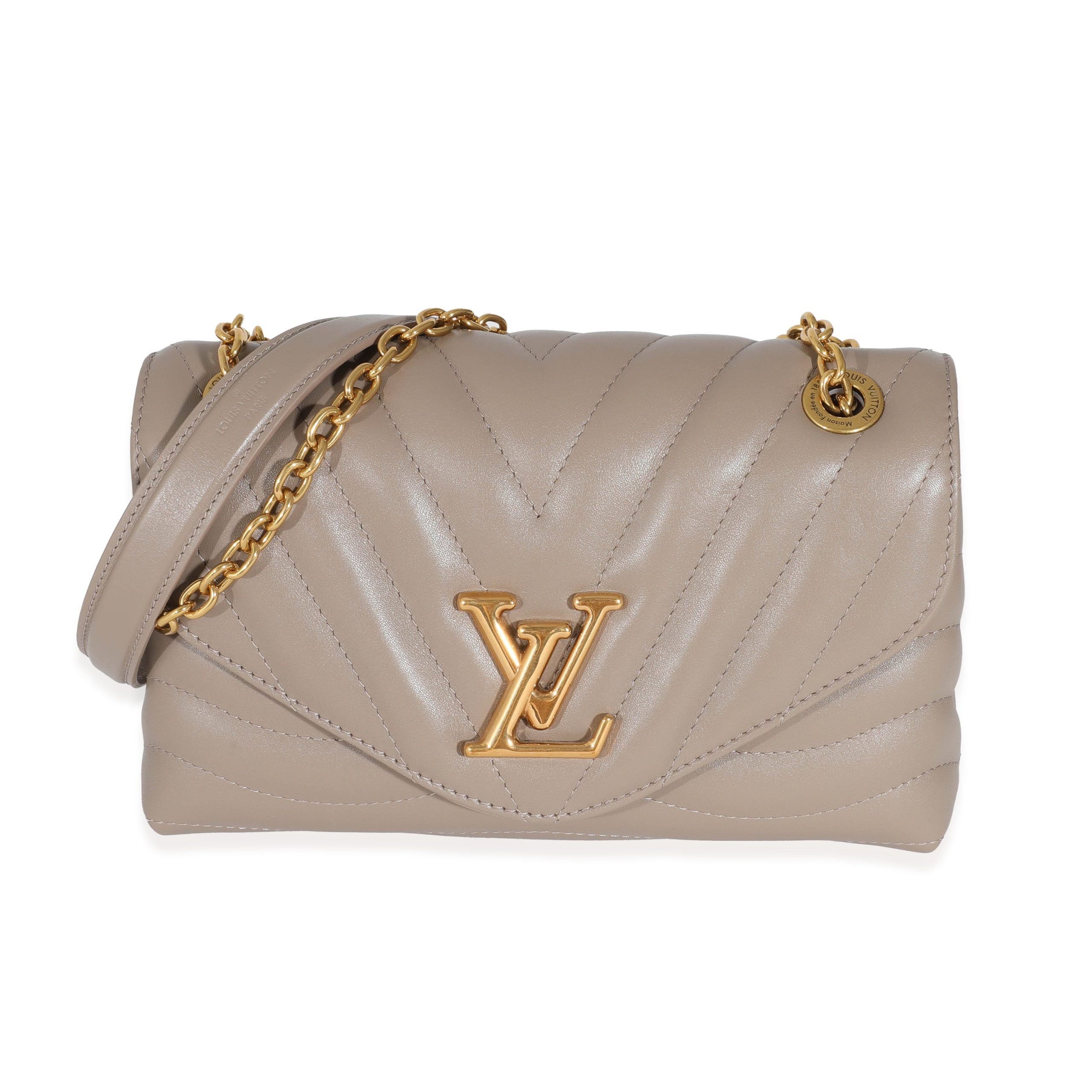 image of Louis Vuitton Dark Taupe Quilted Calf New Wave Chain Mm in Beige, Women's