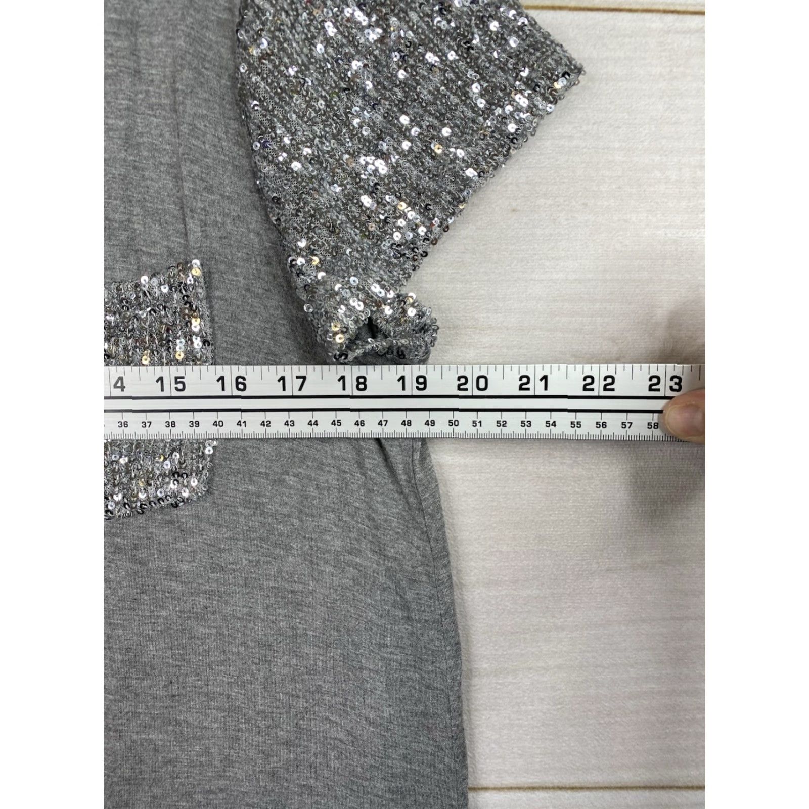 Vintage Cable & Gauge Shirt Dress Womens XL Gray Silver Sequins Pocket Lounge Stretch Size XL / US 12-14 / IT 48-50 - 7 Thumbnail