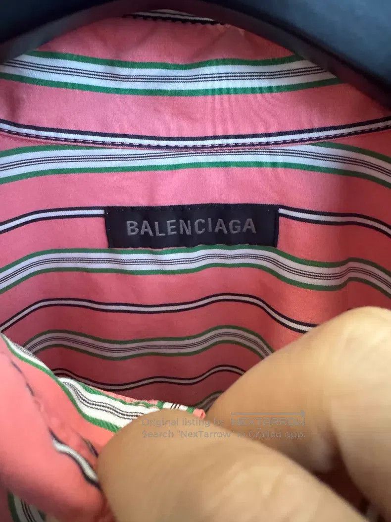 Balenciaga Balenciaga Pink Striped Deconstructed Long Sleeve Shirt Wo Size XXS / US 00 / IT 34 - 2 Thumbnail