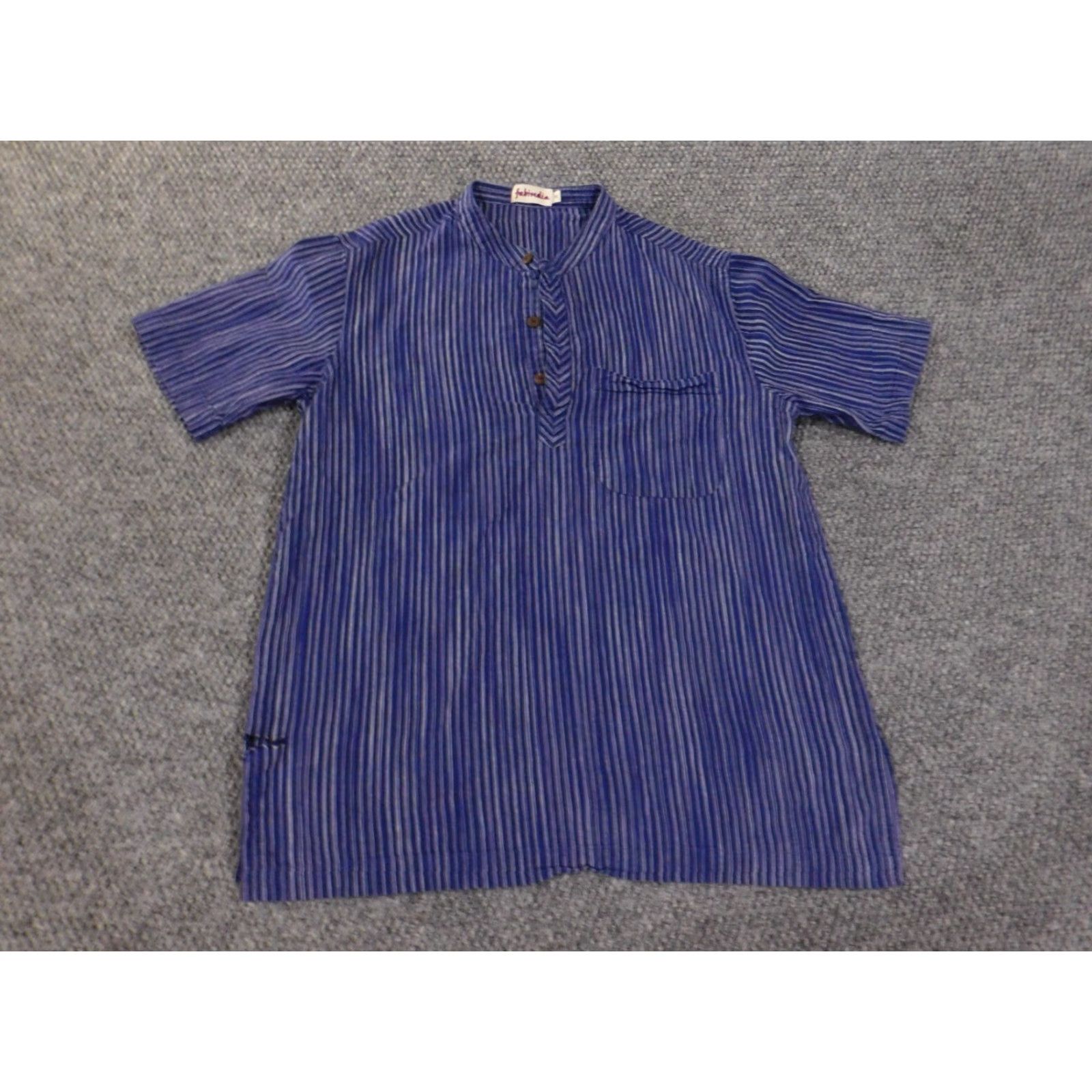 Vintage Fabindia Shirt Mens 38 Purple Cotton Button-Up Short Sleeve Collared Casual Regular Knit Size US M / EU 48-50 / 2 - 2 Thumbnail