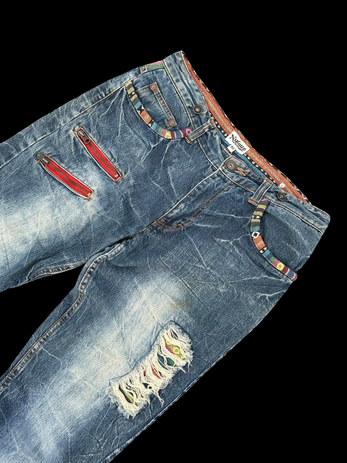 Japanese Brand × Kapital × Vintage Japanese Nylaus Distressed Punk Vintage Denim Jeans Size US 33 - 12 Thumbnail
