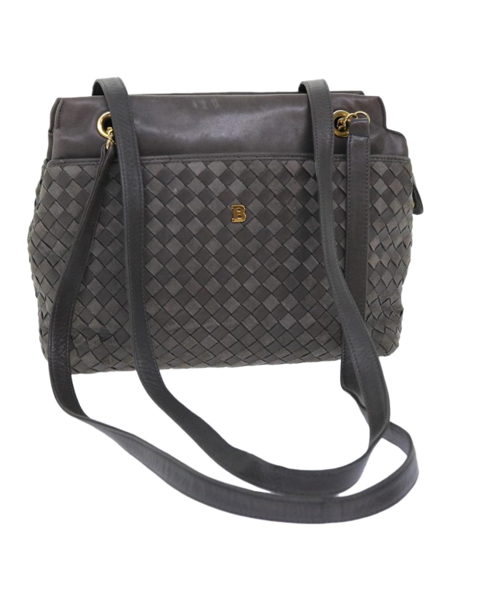 image of Bally Gray Leather Shoulder Bag in Grey, Women's