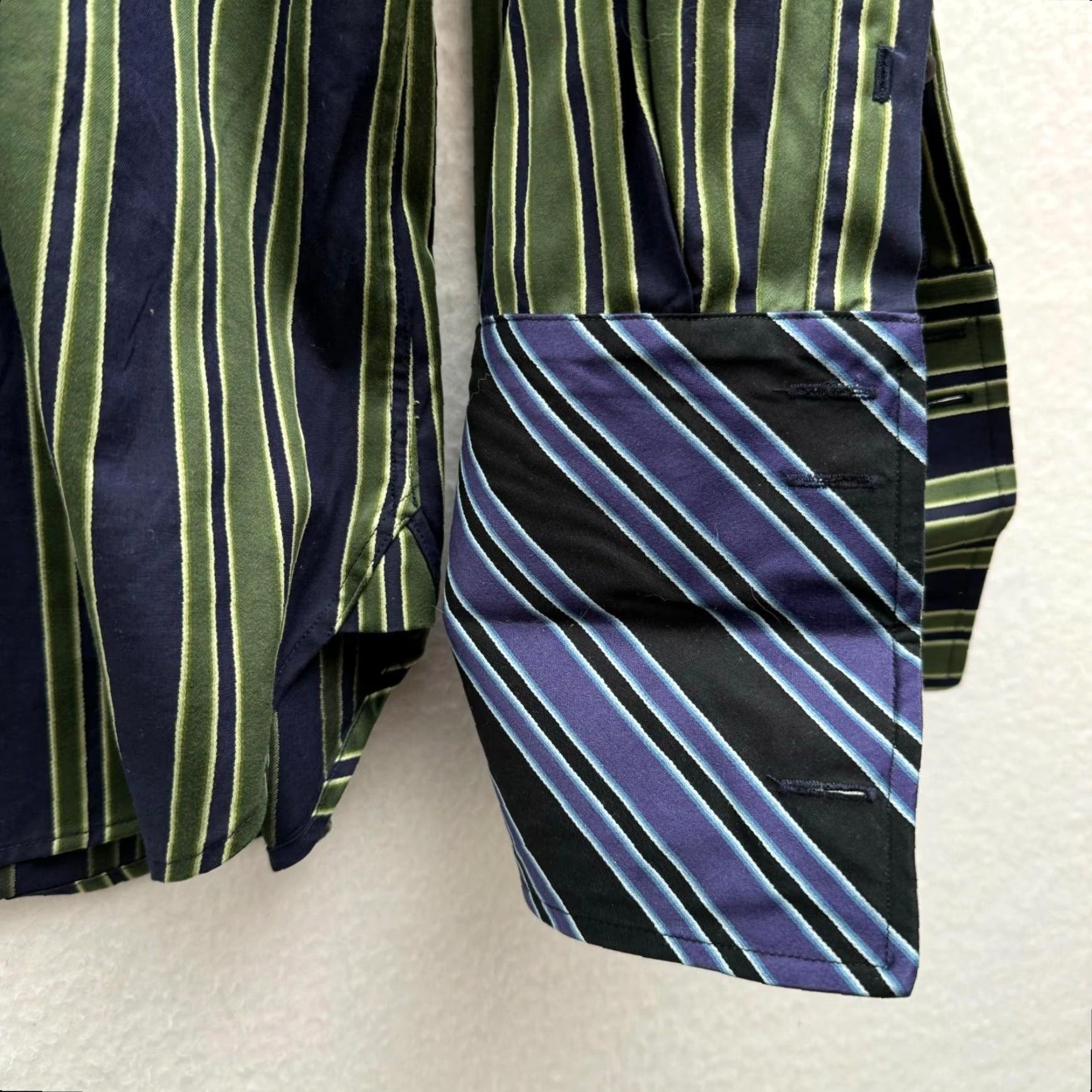 Ted Baker Ted Baker Dress Shirt Men XXL Blue Striped Cotton Endurance 18 46 Green Sleeve Long Shirt Size 48R - 2 Thumbnail