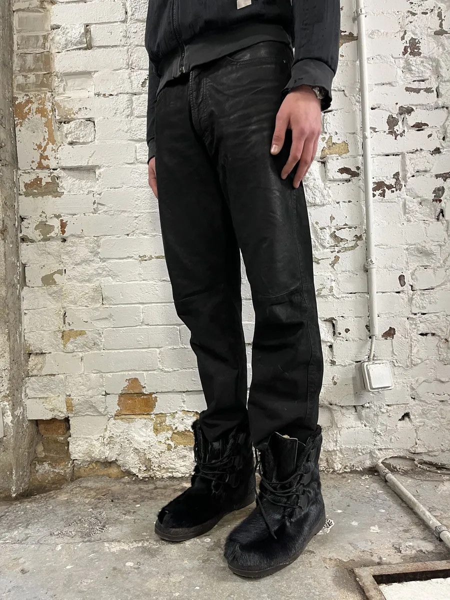 Versace 2000s Versace Black Eroded Leather Pants Size US 30 / EU 46 - 3 Thumbnail