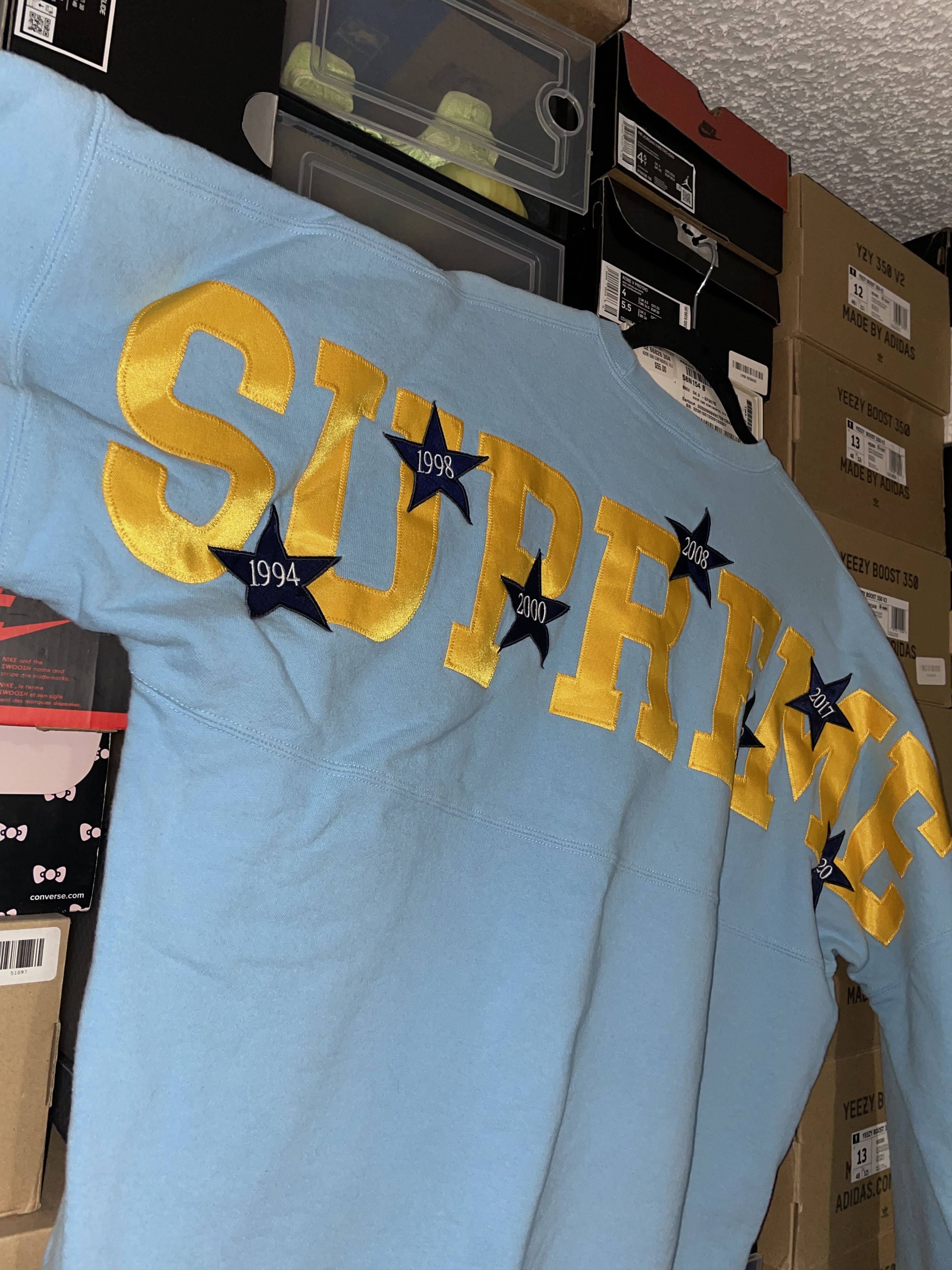 Supreme Supreme Stars Crewneck Ice Blue SS20 size Large NEW Size US L / EU 52-54 / 3 - 2 Thumbnail