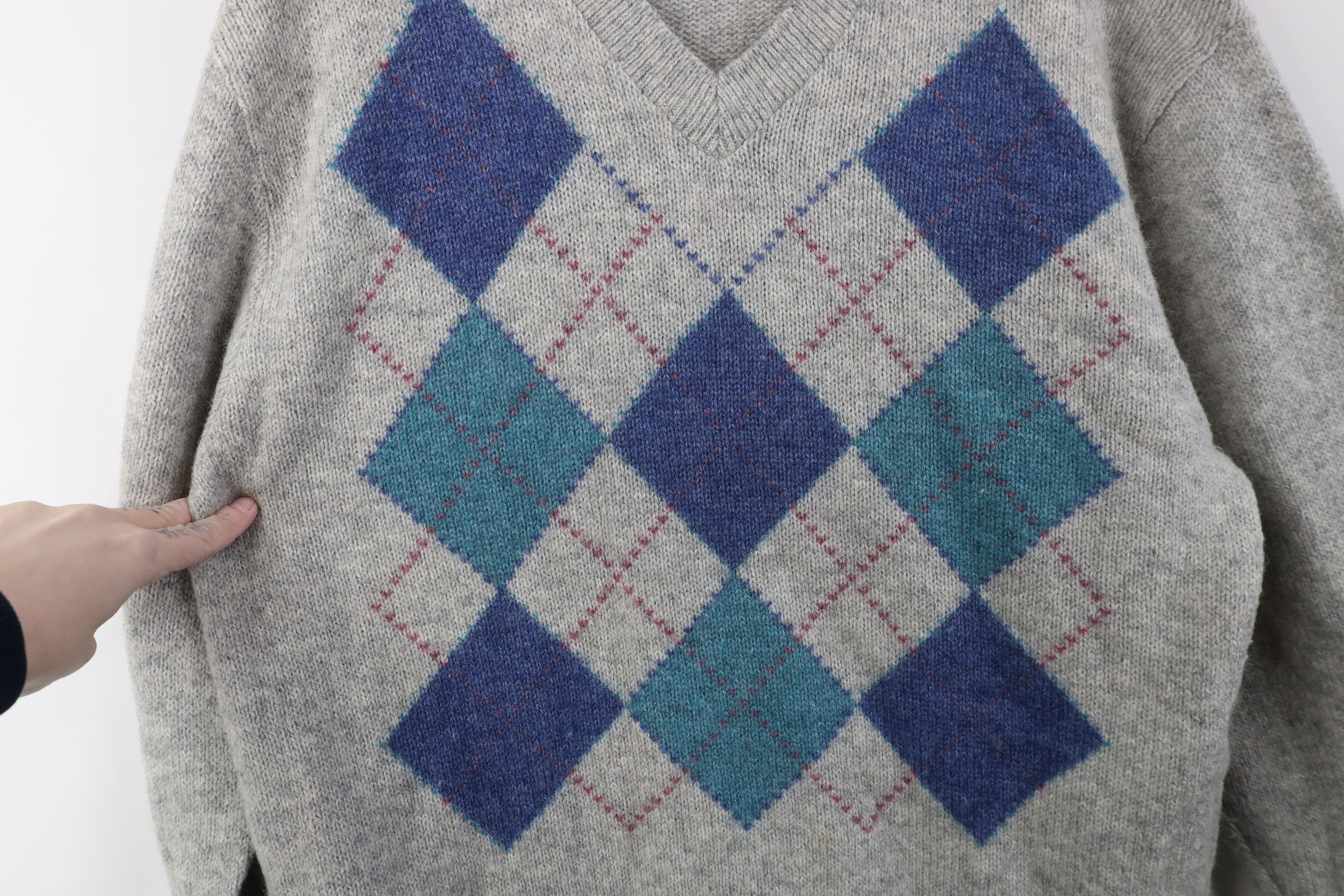 Vintage Vintage 70s Streetwear Knit Argyle Diamond Sweater USA Size US M / EU 48-50 / 2 - 4 Thumbnail