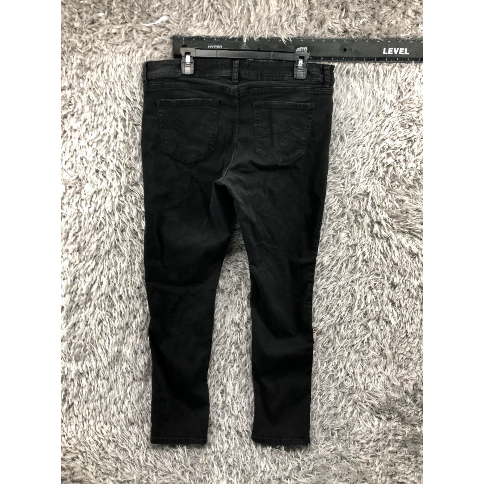 Jordache Jordache Jeans Skinny Size 14 Womens Dark Wash Black Leather Buttons Zipper Logo 5-Pocket Regular Inseam 29 Size 36" / US 14 / IT 50 - 5 Thumbnail