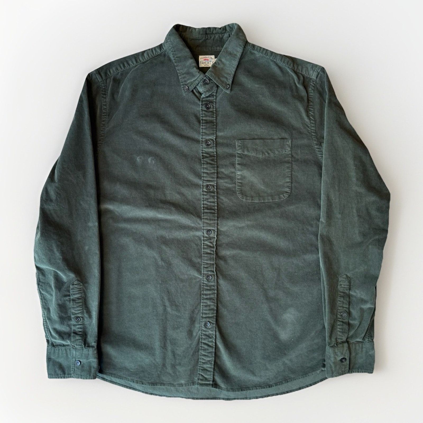 Faherty Faherty Corduory Shirt XL Green Cotton Oxford Minimalist Size US XL / EU 56 / 4 - 1 Thumbnail