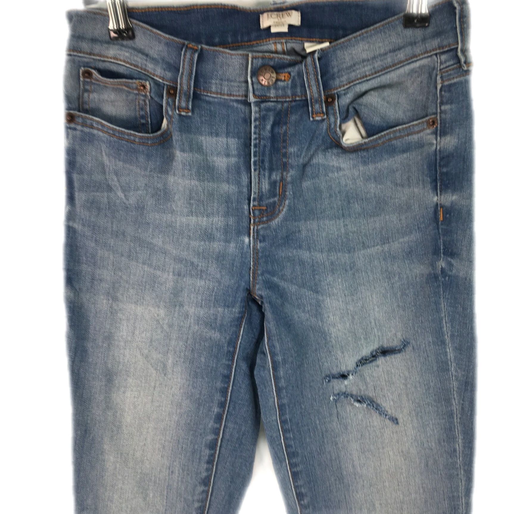 J.Crew J.Crew Jeans Womens Low Rise Skinny Leg Stretch Distressed Blue Denim Size 25/28 Vintage Size 42" / US 20 - 3 Thumbnail