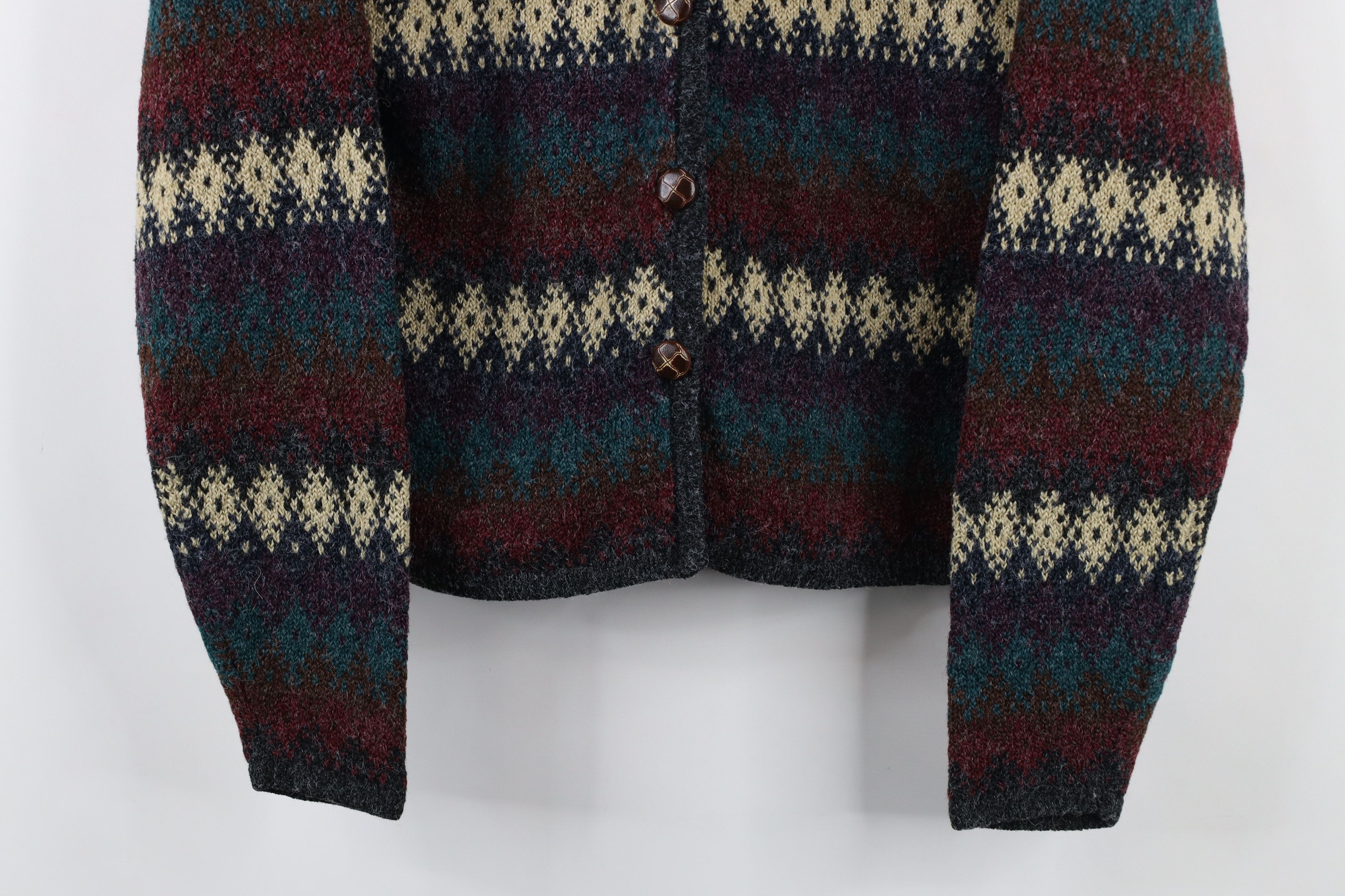 Vintage Vintage 90s Streetwear Fair Isle Knit Cardigan Sweater Size M / US 6-8 / IT 42-44 - 3 Thumbnail
