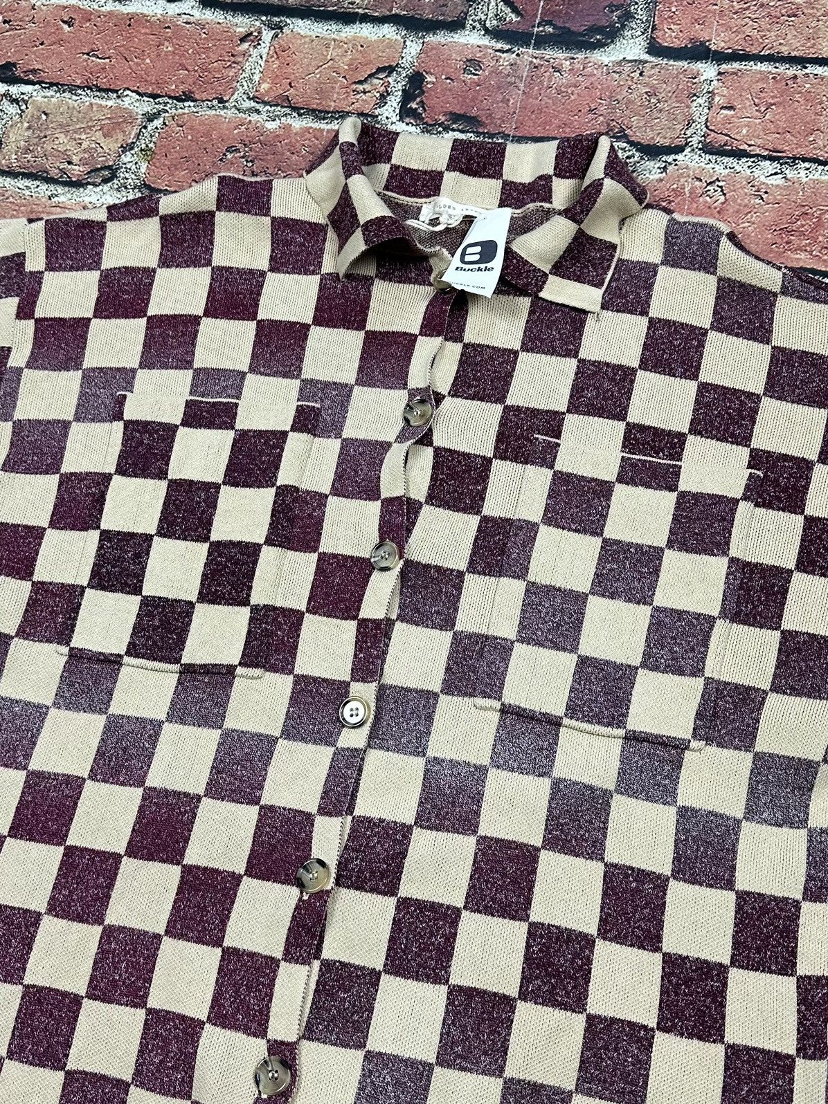 BKE Buckle Gilded Intent Boho Checkered Cardigan Sweater NWT NEW Size M / US 6-8 / IT 42-44 - 7 Thumbnail