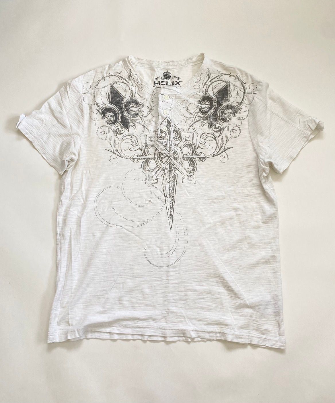 Pre-owned Affliction X Ed Hardy Crazy Y2k Helix Graphic Shirt In White