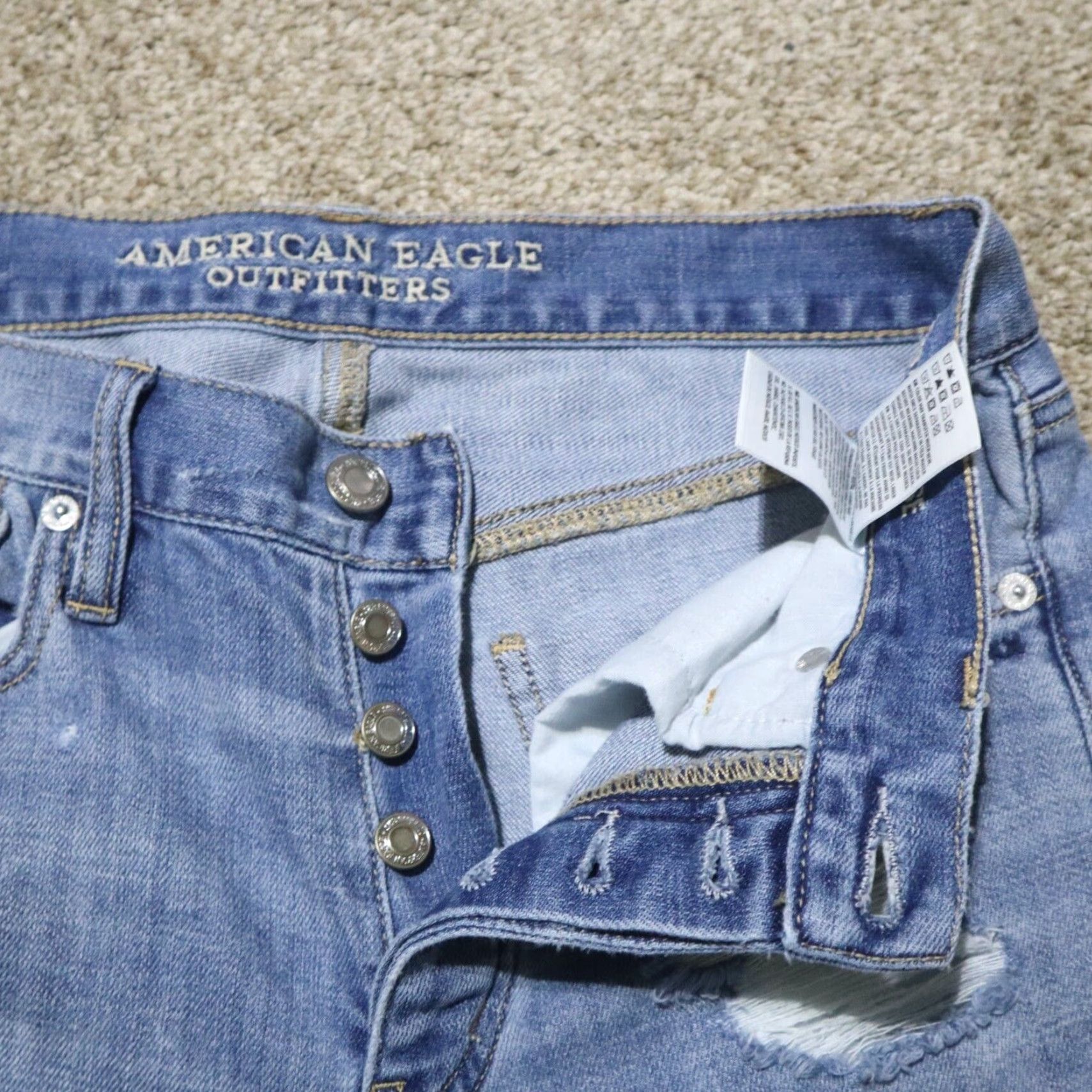 American Eagle Outfitters VINTAGE American Eagle Outfitters Jeans Woman Size 2 Slim Hi-Rise Distressed Patchwork Blue Pants Size 26" / US 2 / IT 38 - 4 Thumbnail
