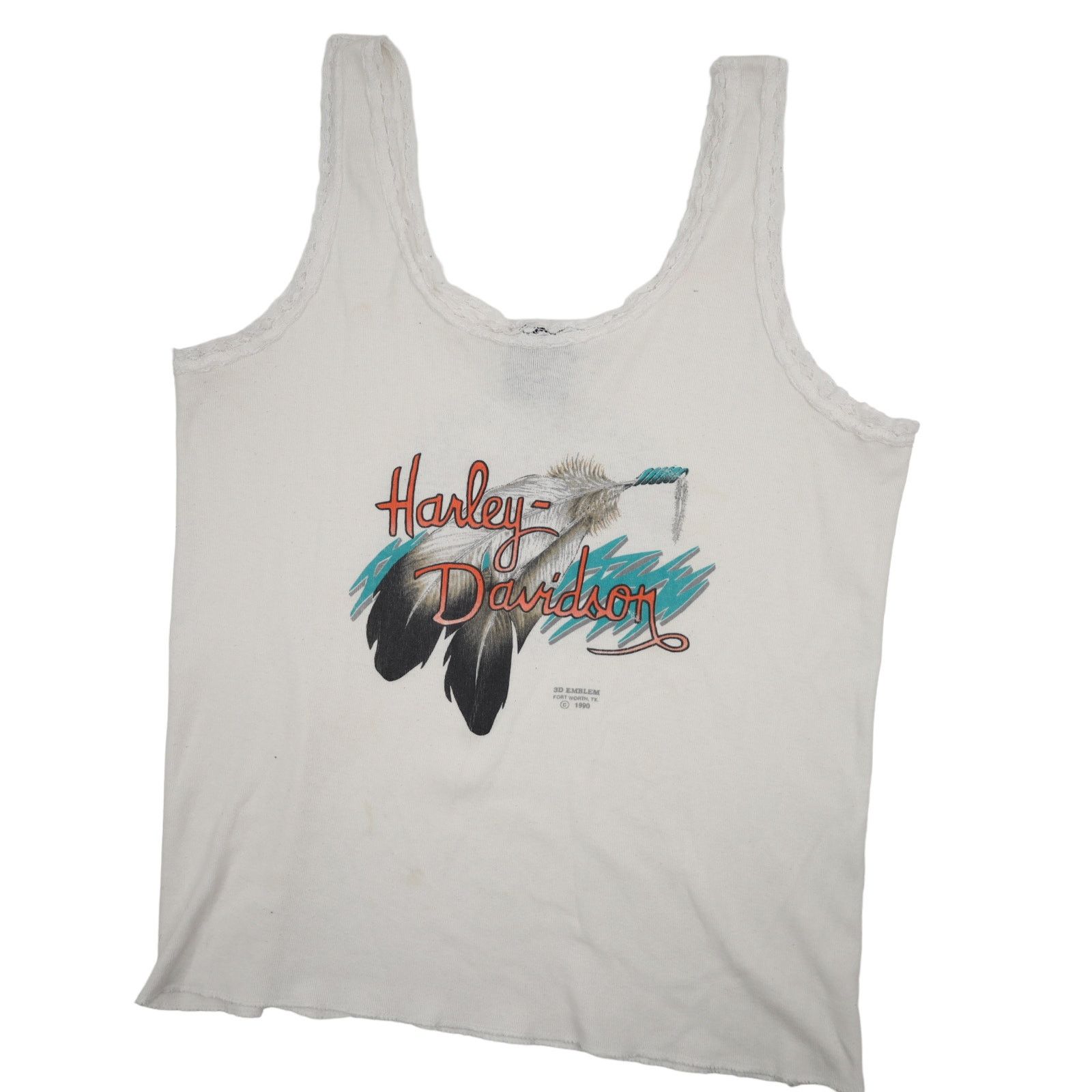 Harley Davidson Vintage 3D Emblem Harley Davidson Lace Trim Tank Top Size XL / US 12-14 / IT 48-50 - 1 Thumbnail