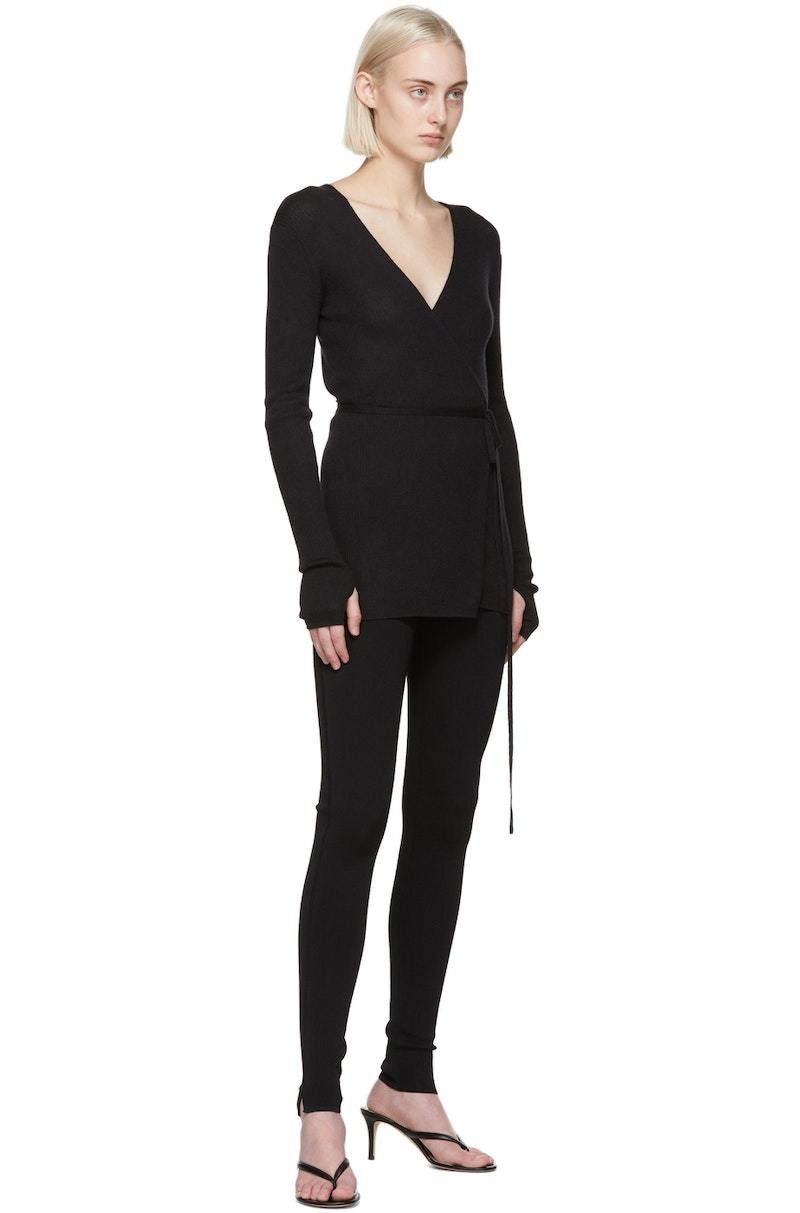Toteme o1mle0525 Compact Knit Leggings in Black Size 30" / US 8 / IT 44 - 4 Thumbnail