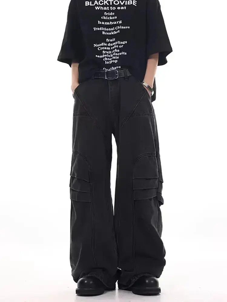 Japanese Brand Street wash baggy straight leg casual jeans Size US 32 / EU 48 - 3 Thumbnail