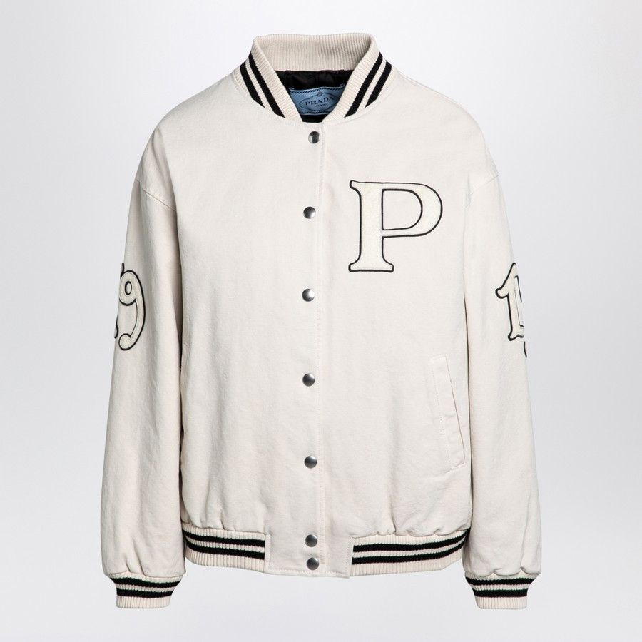 Prada o1d2blof0924 Bombers Jacket in Ivory Size XS / US 0-2 / IT 36-38 - 1 Thumbnail