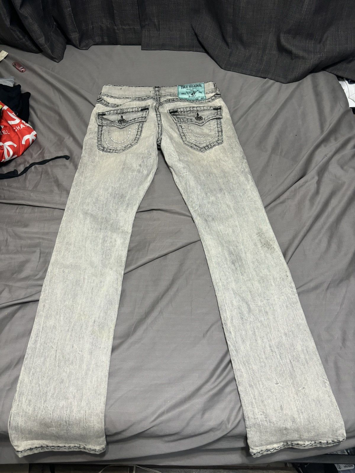 True Religion True Religion Teal Stitch Grey Denim Size US 30 / EU 46 - 2 Thumbnail