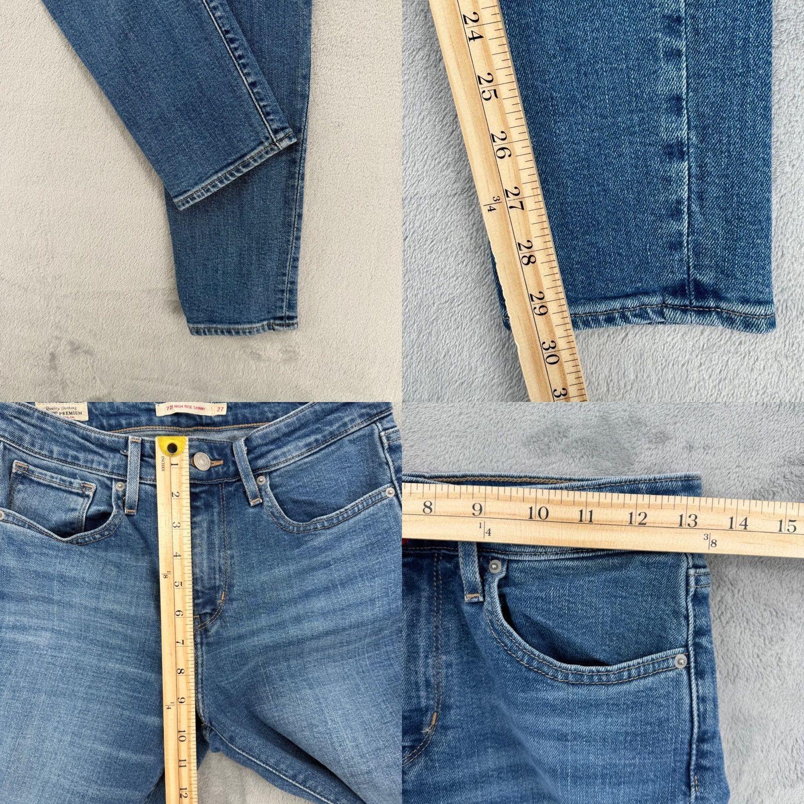 Levi's Levi's Premium 721 High Rise Skinny Distressed Blue Jeans Womens Size 27 Size 27" / US 4 / IT 40 - 9 Thumbnail