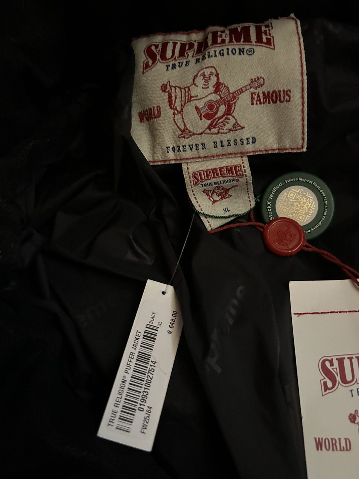 Supreme × True Religion Puffer True Religion x Supreme – Black Jacket Cappuccio Fur Size US XL / EU 56 / 4 - 7 Thumbnail