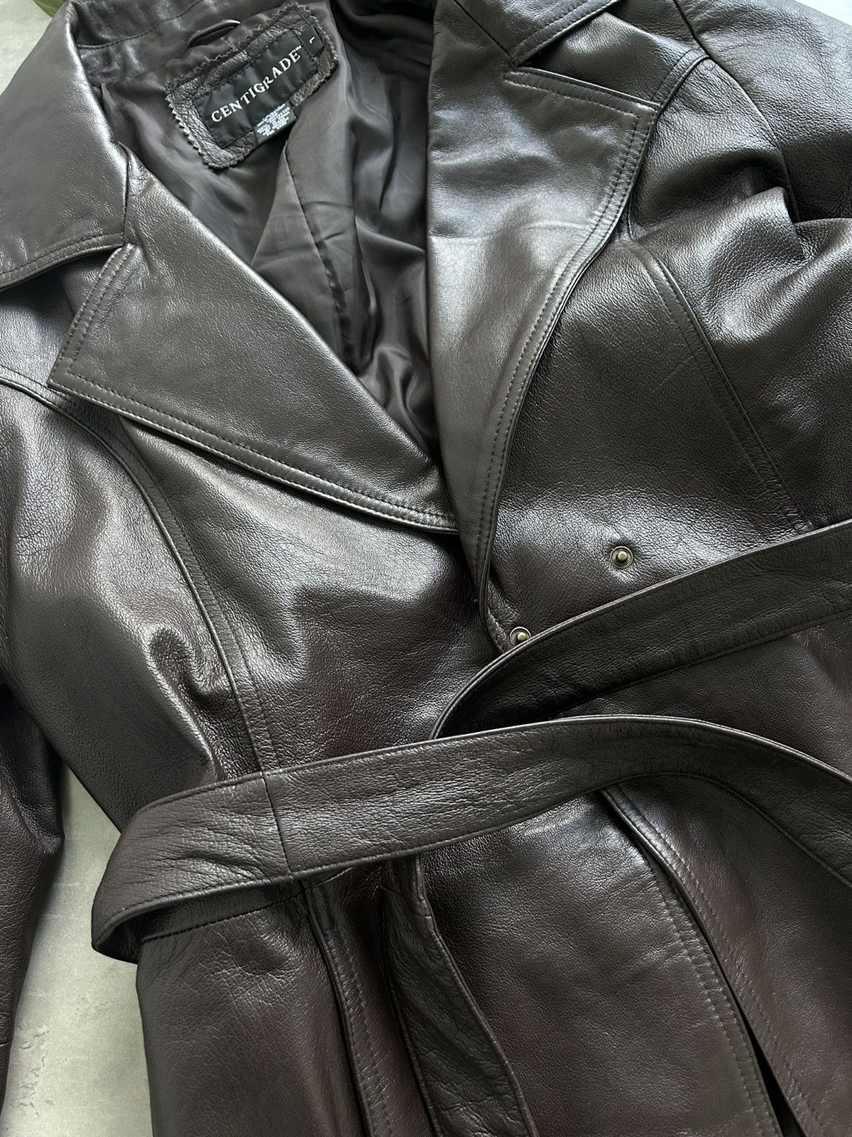 Vintage Vintage 100 % Leather Brown Trench Coat Size L / US 10 / IT 46 - 5 Thumbnail