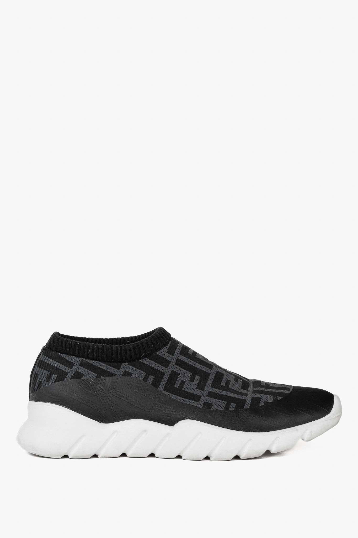 Fendi Fendi Grey & Black Forever Fendi FF Motif Slip-On Sneakers Size US 9 / EU 42 - 1 Thumbnail