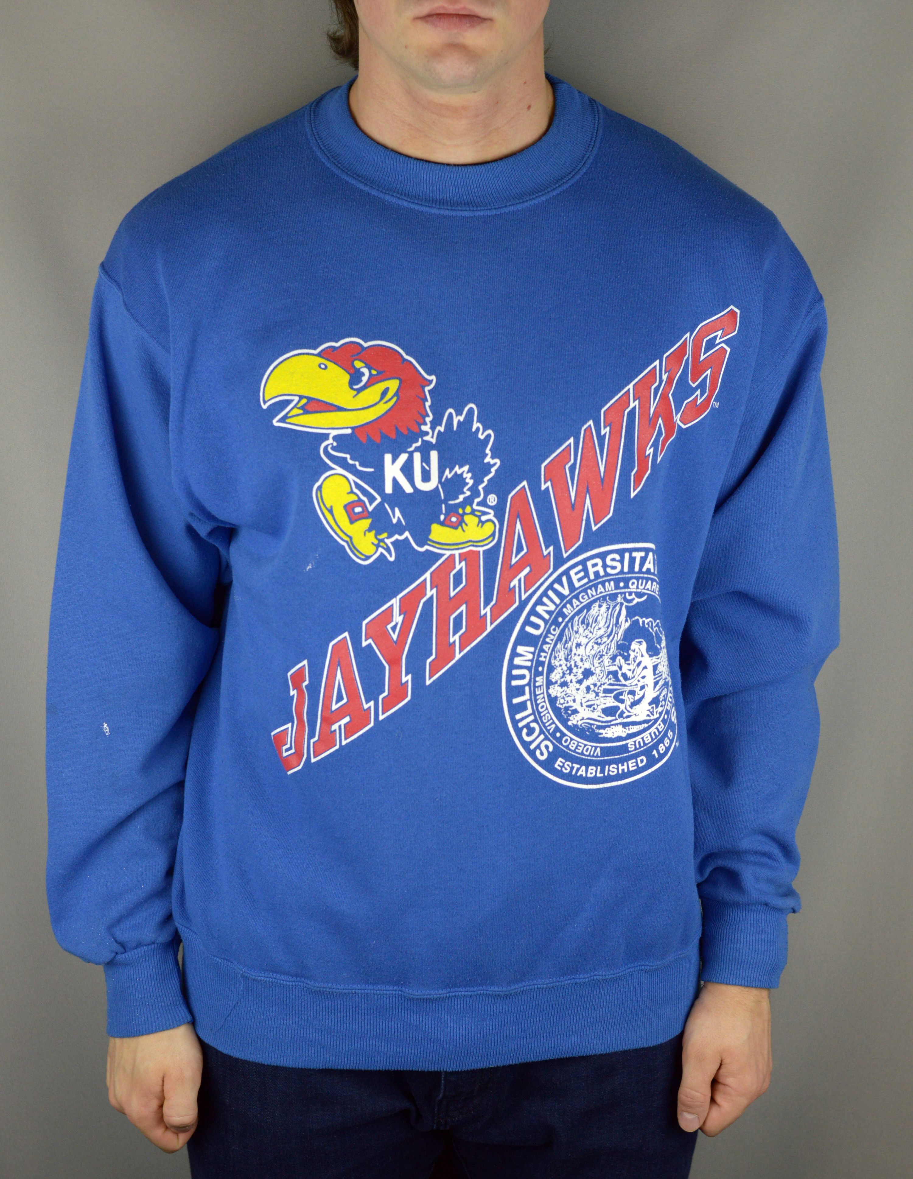 Hanes × Vintage Vintage Jayhawks 90s sweatshirt Size US XL / EU 56 / 4 - 1 Thumbnail