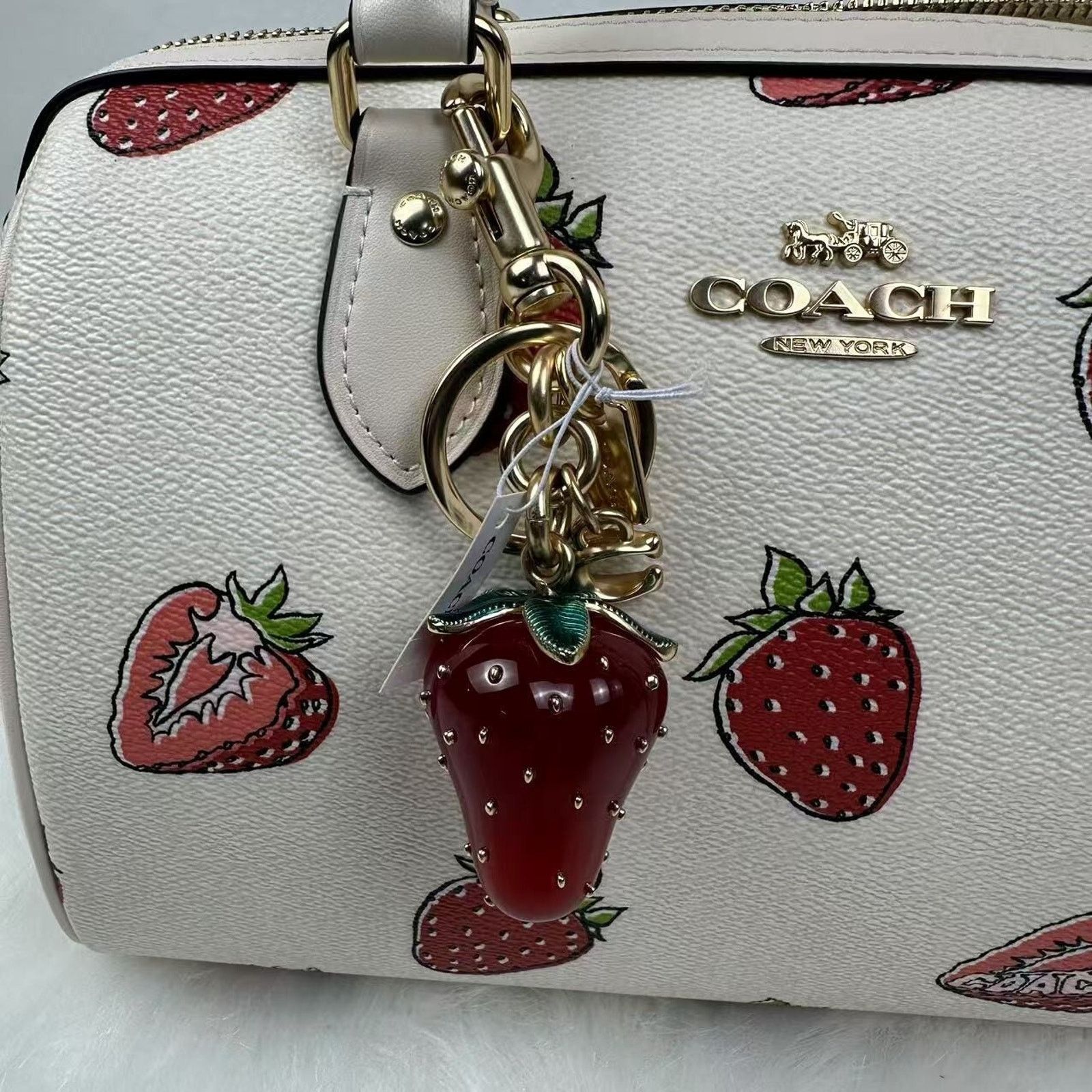 Coach Coach Strawberry Bag Charm In Resin/Gold/Bold Red CAO50 NWT Size ONE SIZE - 4 Thumbnail