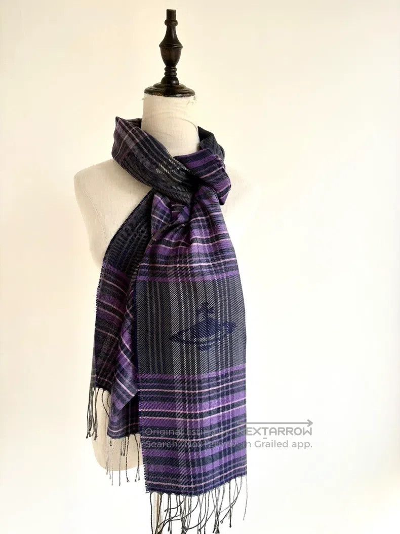 Vivienne Westwood Vivienne Westwood Purple Grey Plaid Large Saturn Logo Scar Size ONE SIZE - 3 Thumbnail