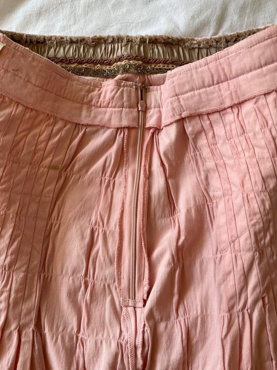 Other × Vintage Schumaher pink cotton pleated beaded knee length skirt Size 28" / US 6 / IT 42 - 7 Thumbnail