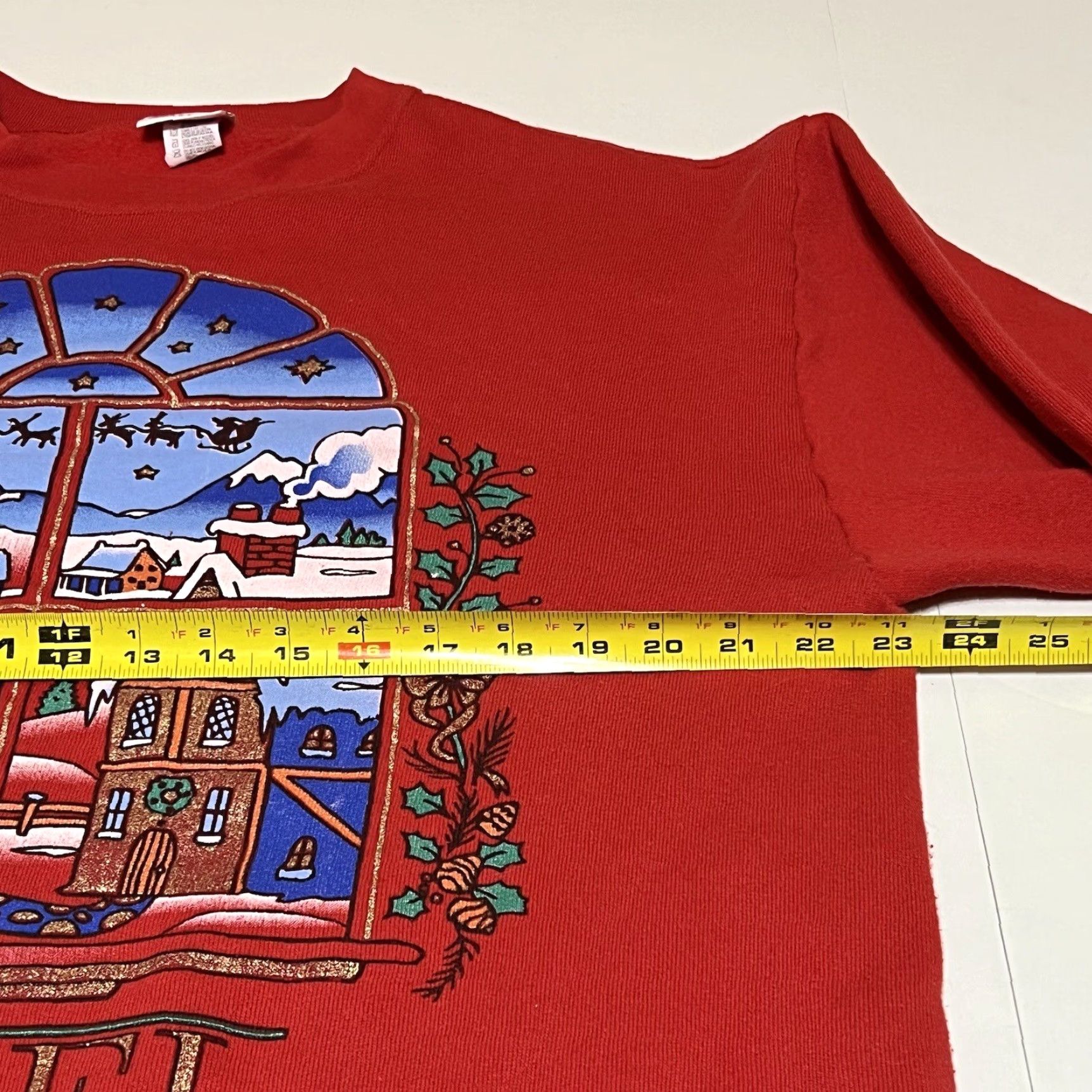 Vintage VINTAGE Holiday Time Sweatshirt Womens L Red Christmas Santa Scene 1990s Noel Graphic Xmas Womens Size L / US 10 / IT 46 - 6 Thumbnail