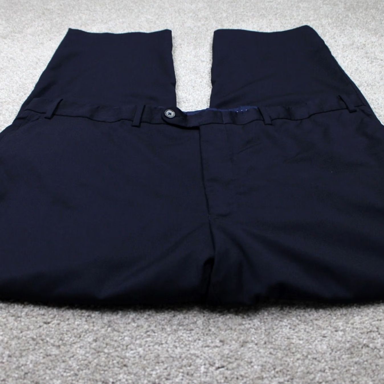 Peter Millar Peter Millar Pants Mens 32R Dress Straight Leg Blue Wool 30" Inseam Flat Front Stretch Regular Velvet? Size US 32 / EU 48 - 2 Thumbnail