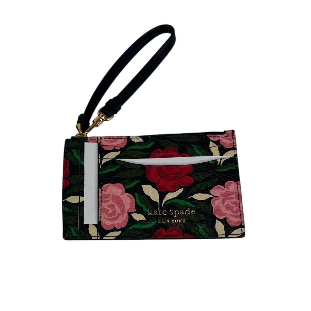 Kate Spade Kate Spade Morgan Rose Garden Coin Card Case Wristlet Black Size ONE SIZE - 6 Thumbnail