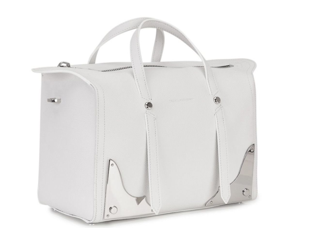 Raf Simons, Medium White Pebbled Handbag w/Strap
