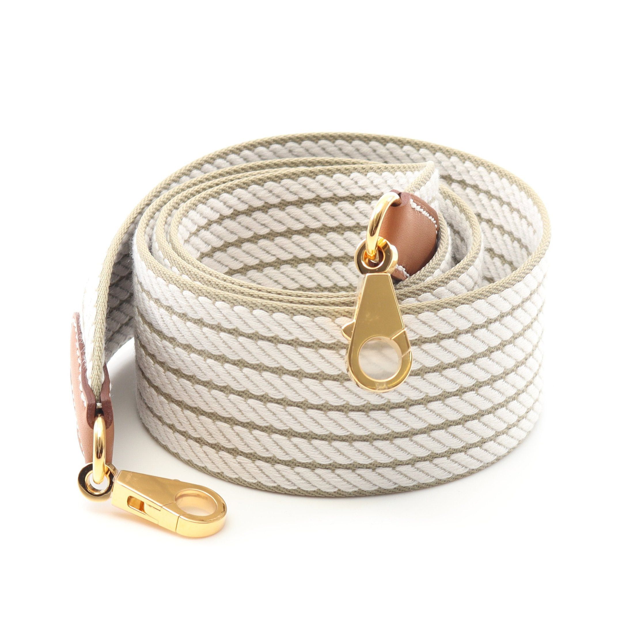 Hermes Hermes Sangle Cordage Gris Perle Gold Shoulder Strap Toile Veau Swift Gray Light Brown Hardware K Stamp Size ONE SIZE - 1 Thumbnail