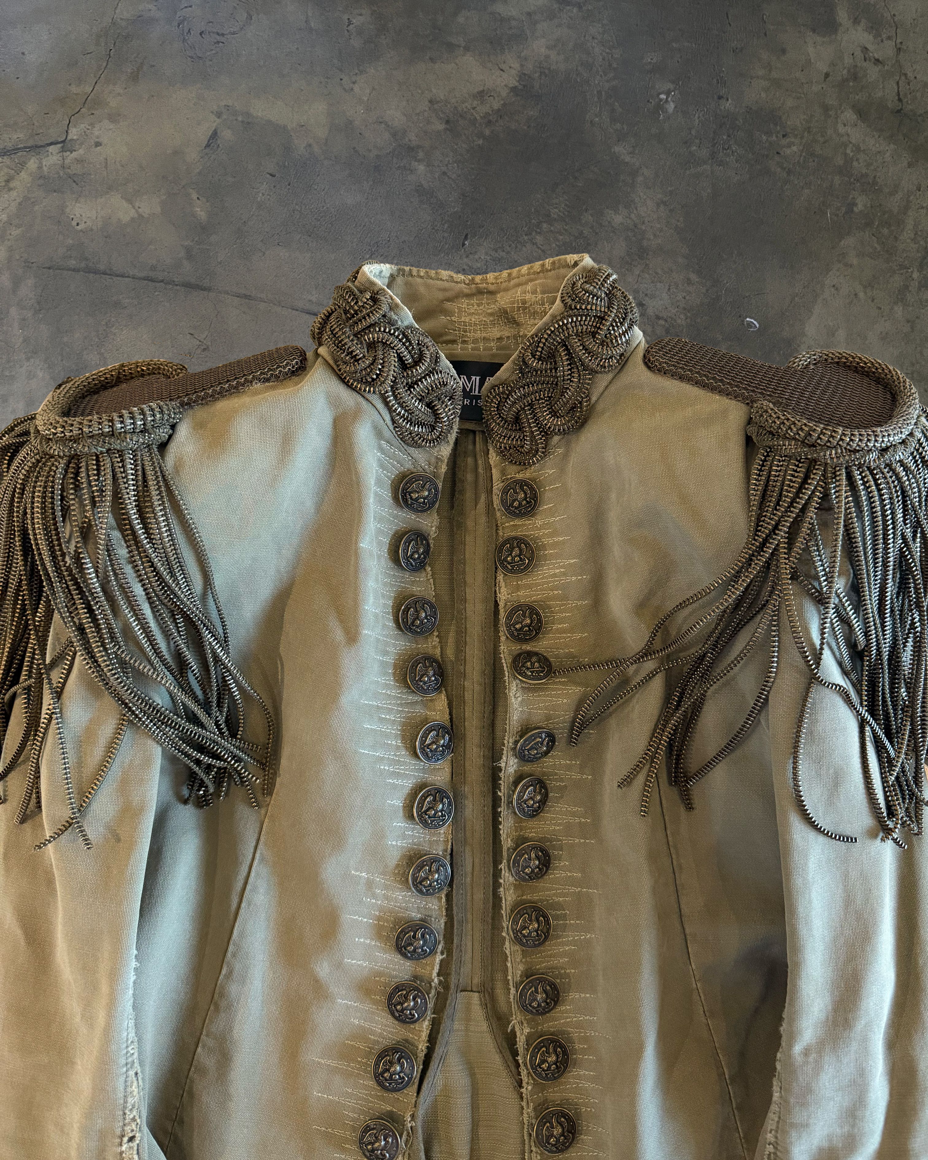 Balmain BALMAIN SS2010 RUNWAY CHAIN EPAULET MILITARY COAT Size US XXS / EU 40 - 2 Thumbnail
