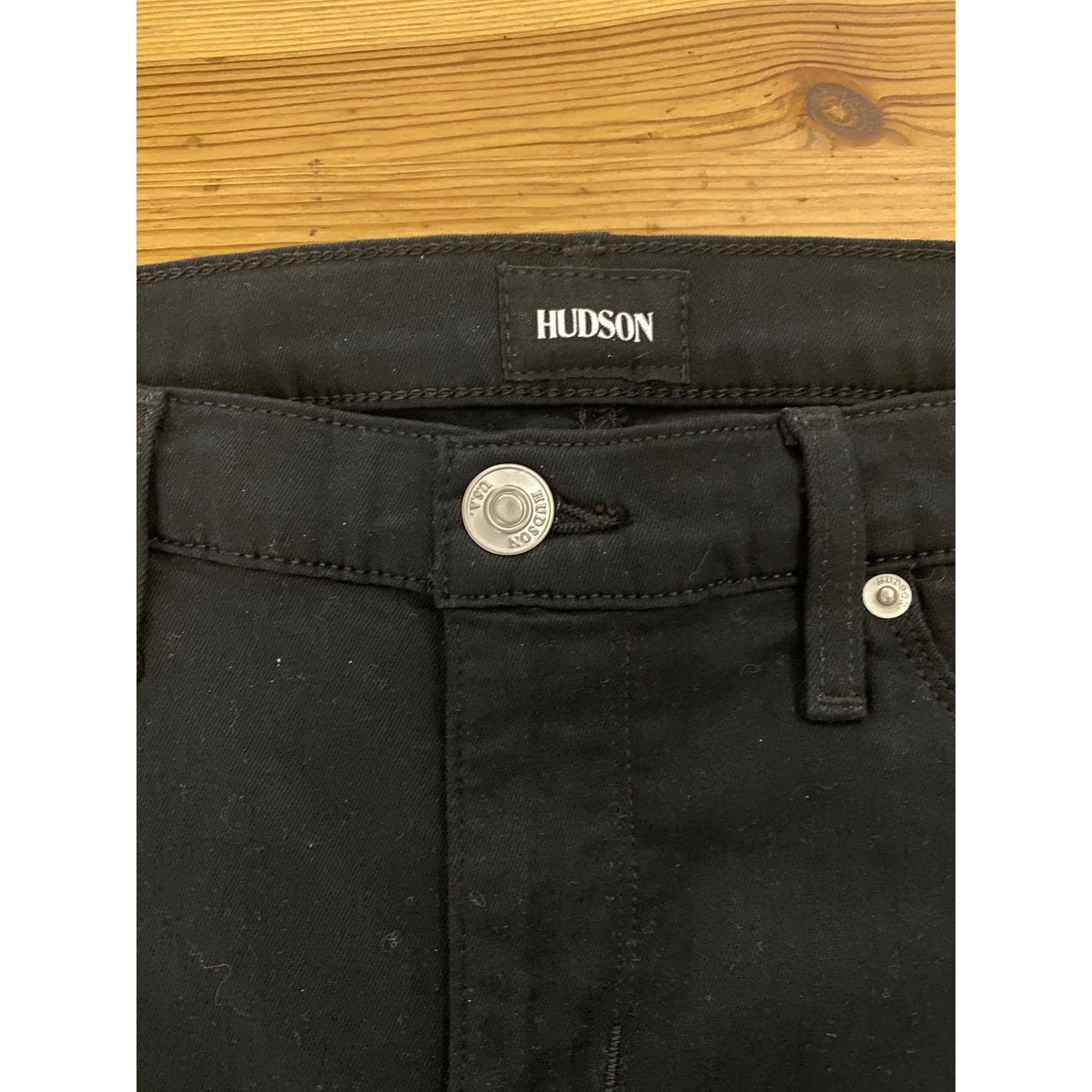 Hudson Hudson Natalie Super Skinny Mid Rise Raw Hem Jeans Black Str Size 29" - 10 Thumbnail