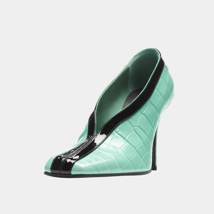 Chanel os11x0426 Square-Toe Block Heel Pumps in Green Size US 8 / IT 38 - 2 Thumbnail