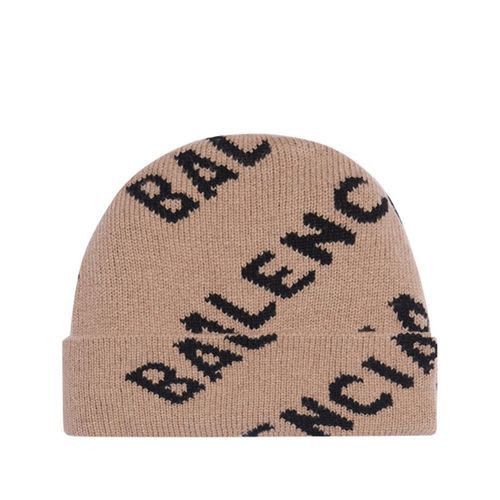 Balenciaga All Over Logo Beanie Hat in brown Size ONE SIZE - 1 Preview