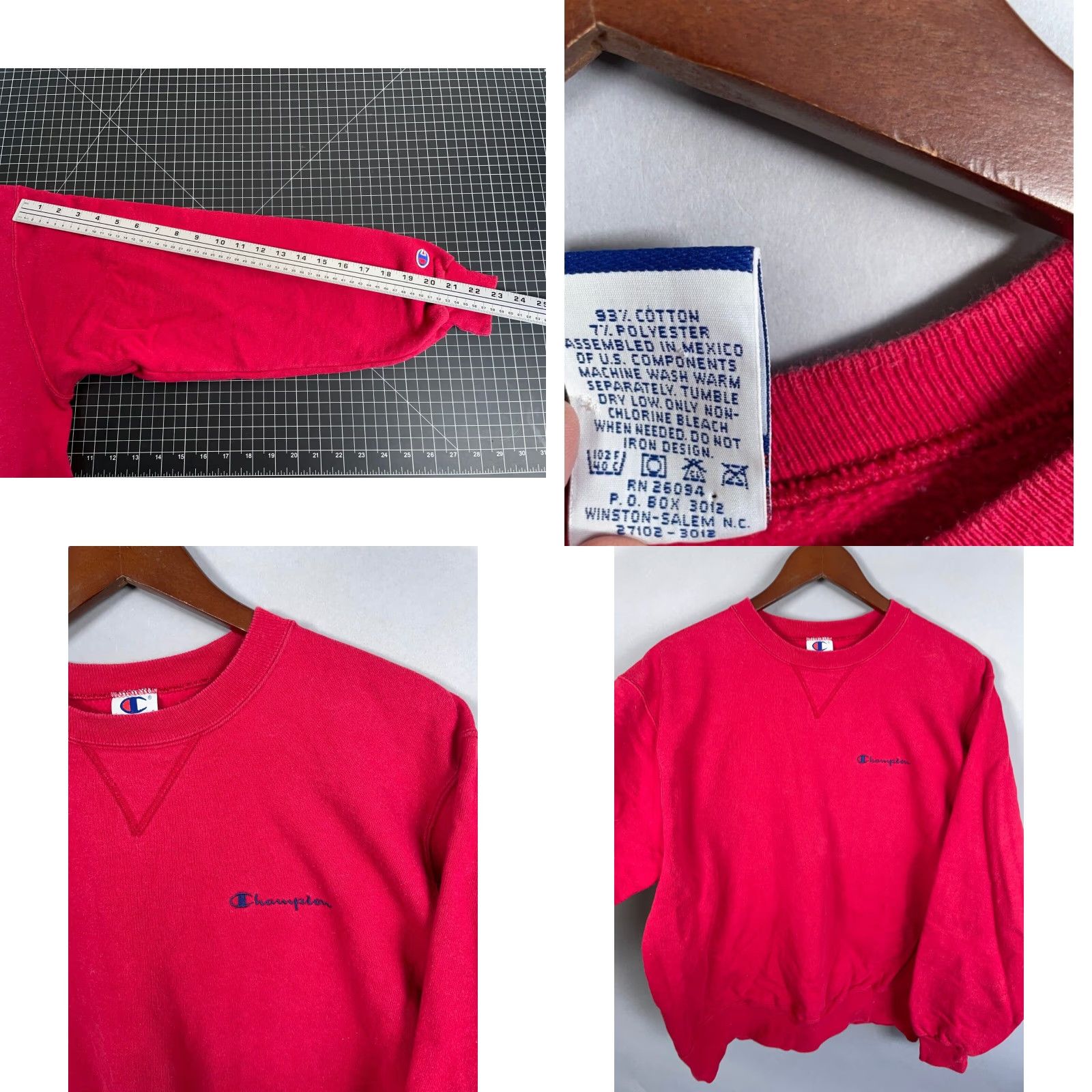 Champion VINTAGE Champion Sweatshirt Adult Large Red Embroidered Script 90s Hipster Retro Mens Pullover Sweatshirt Size US L / EU 52-54 / 3 - 8 Thumbnail