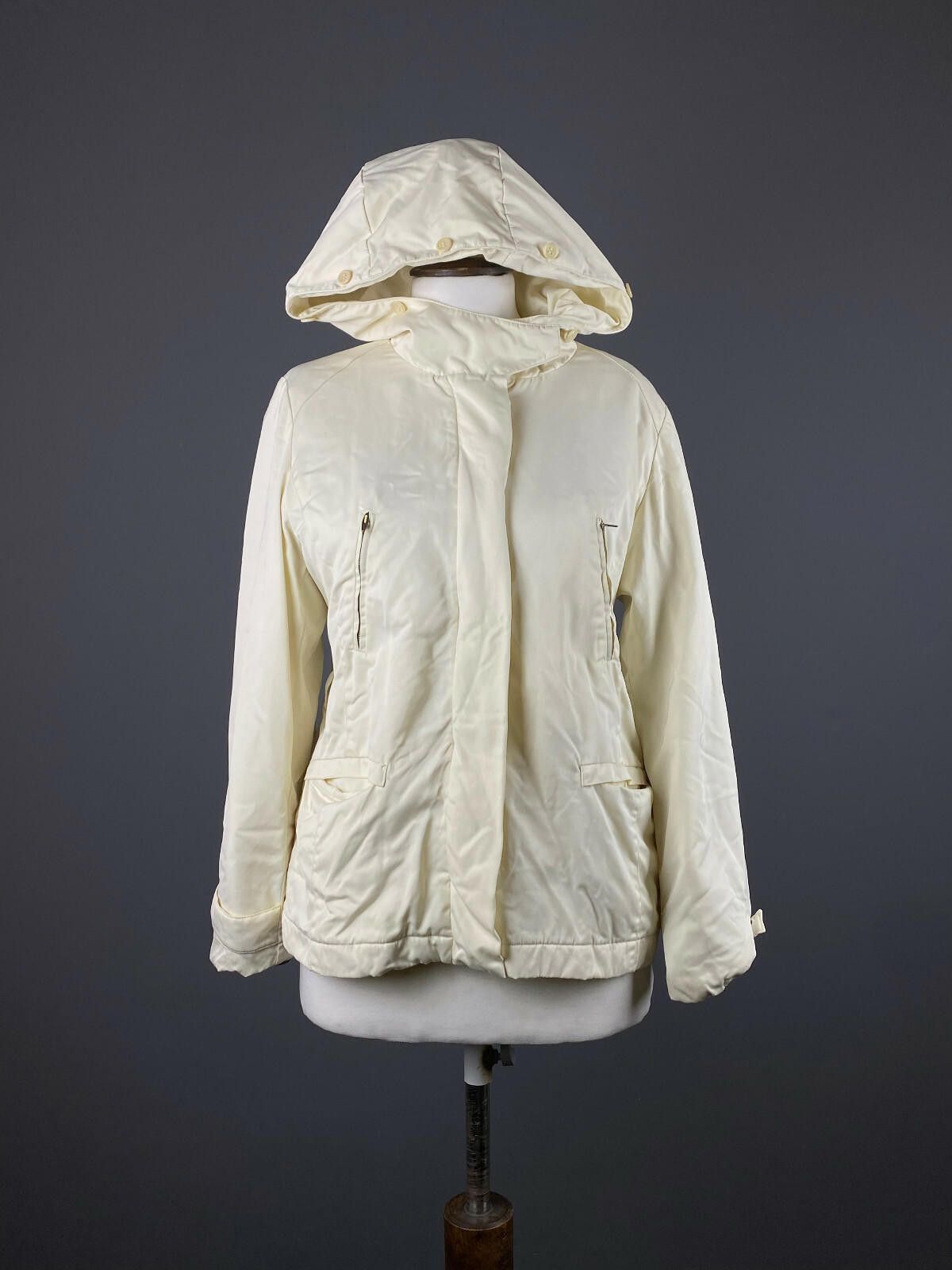 Designer Weekend Max Mara White Full Zip Nylon Hooded Jacket Size 6 Size M / US 6-8 / IT 42-44 - 1 Thumbnail