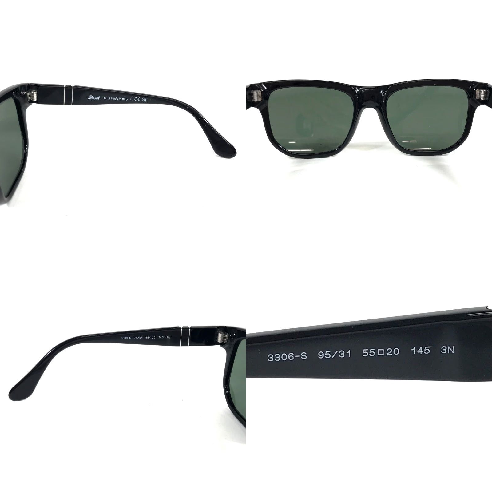Persol Shiny Black Square Shaped FramesEyewear Model 3306-S 95/31 Size ONE SIZE - 8 Thumbnail